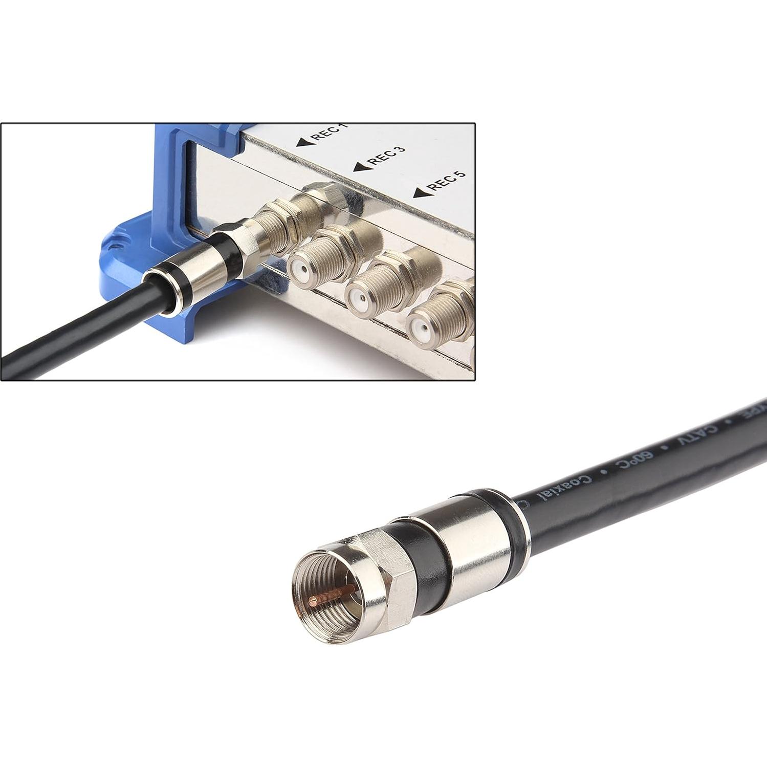 Cable Coaxial GTOTd 1.5 Pies RG6 Hembra a Hembra 75 Ohm Negro
