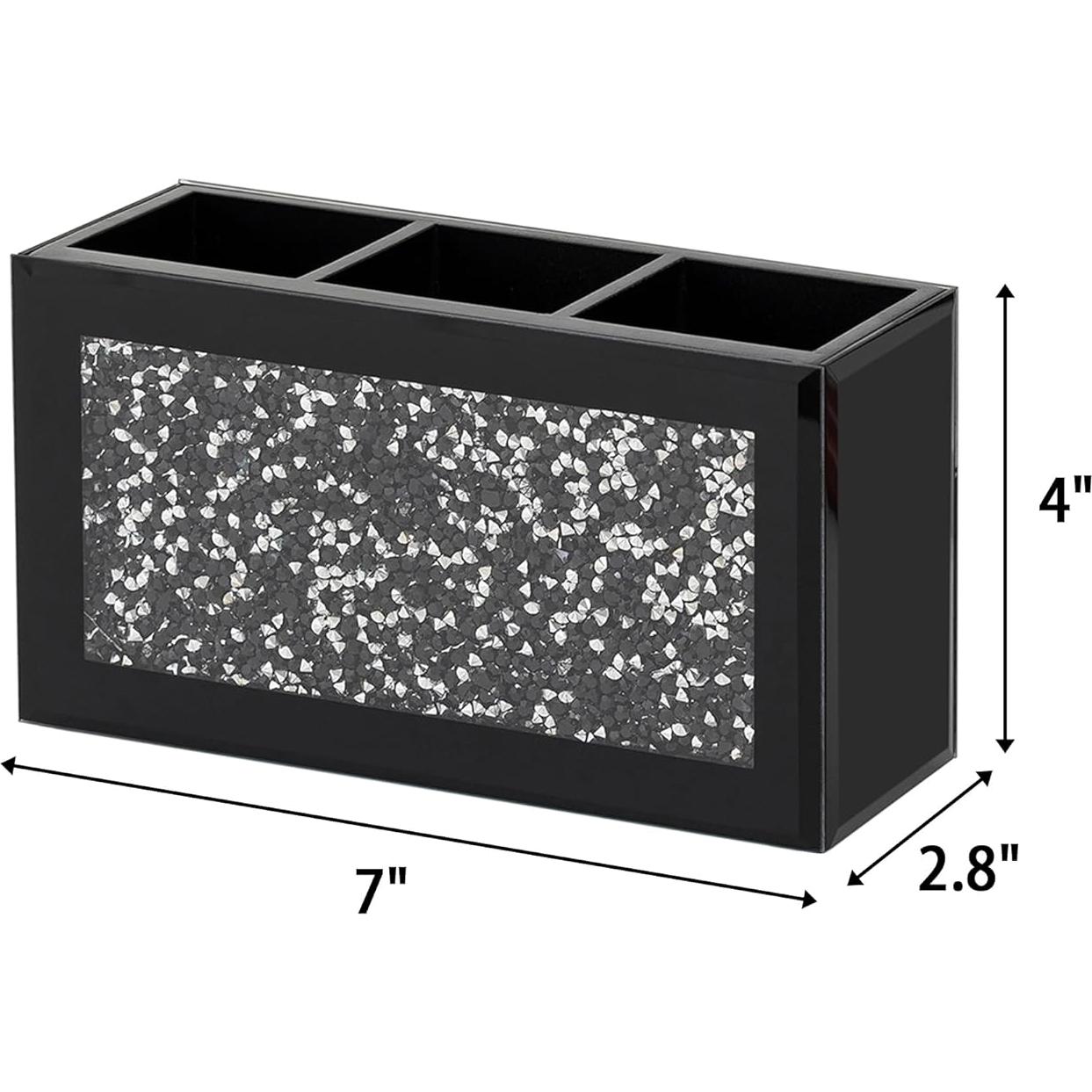 Organizador de Brochas de Maquillaje SHYFOY Negro 3 Compartimentos