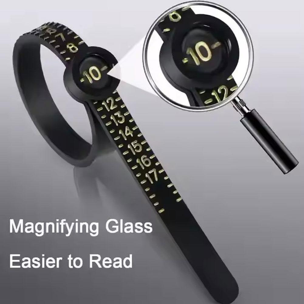 Ring Sizer Measuring Tool with Magnifier, Reusable Finger Size Measuring Tape with Magnified Glass, Jewelry Sizing Tools, Plastic Ring Sizer with Lens, US Code Circle (1)