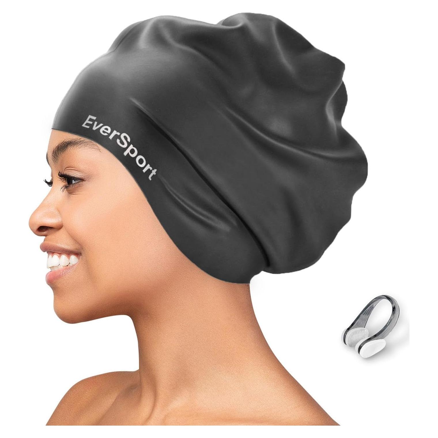 Gorro de natación grande EverSport de silicona para trenzas