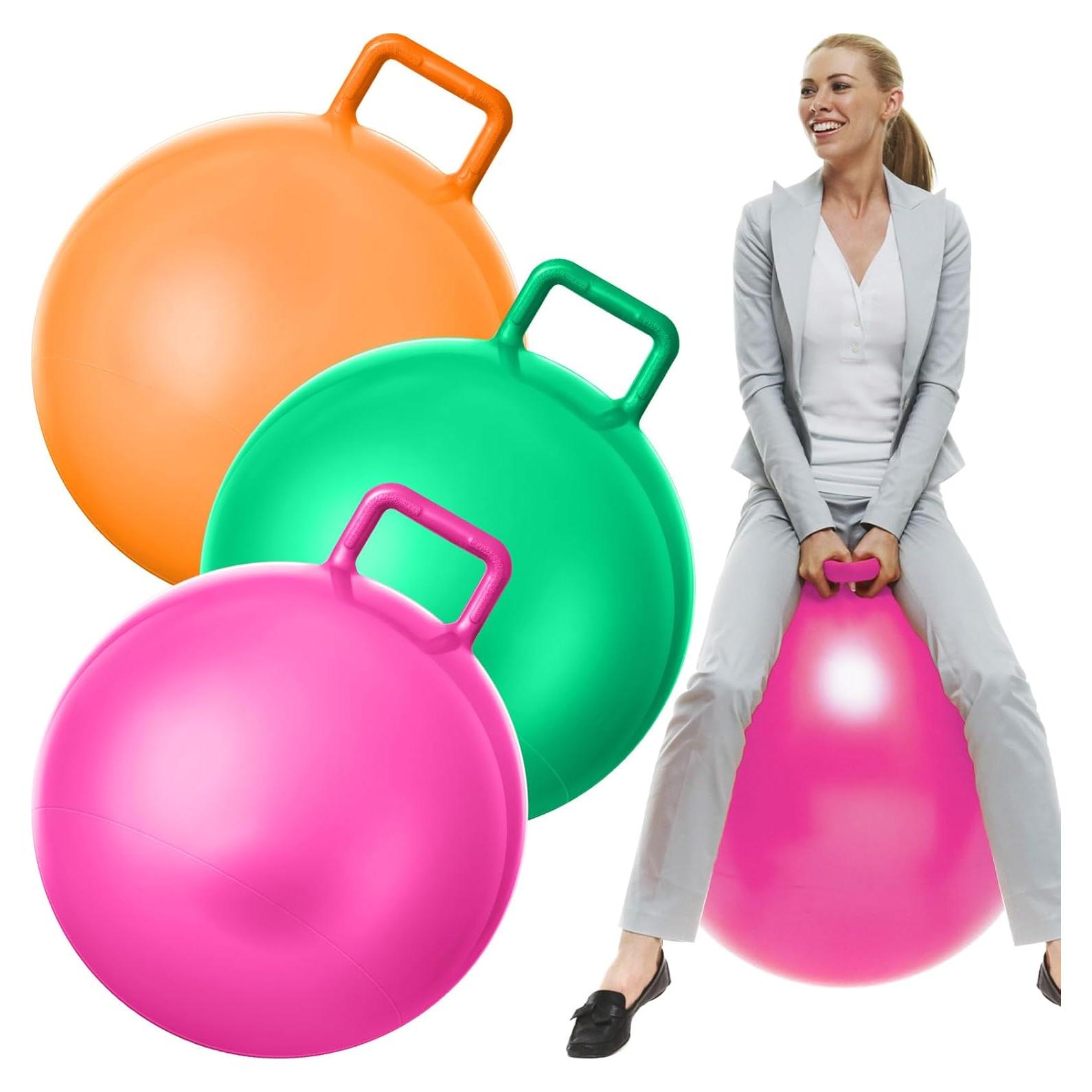 Pelotas Rebotadoras Lewtemi 3 Pcs 74 cm con Mango y Bomba
