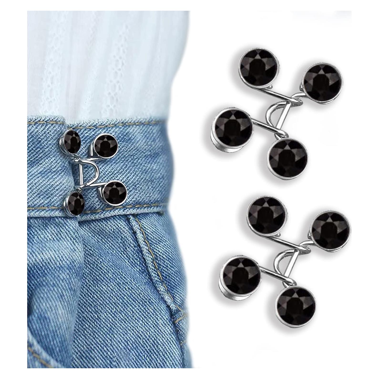 Pin de Botón de Jean Qkari Ajustable Ladrillo Negro 18g