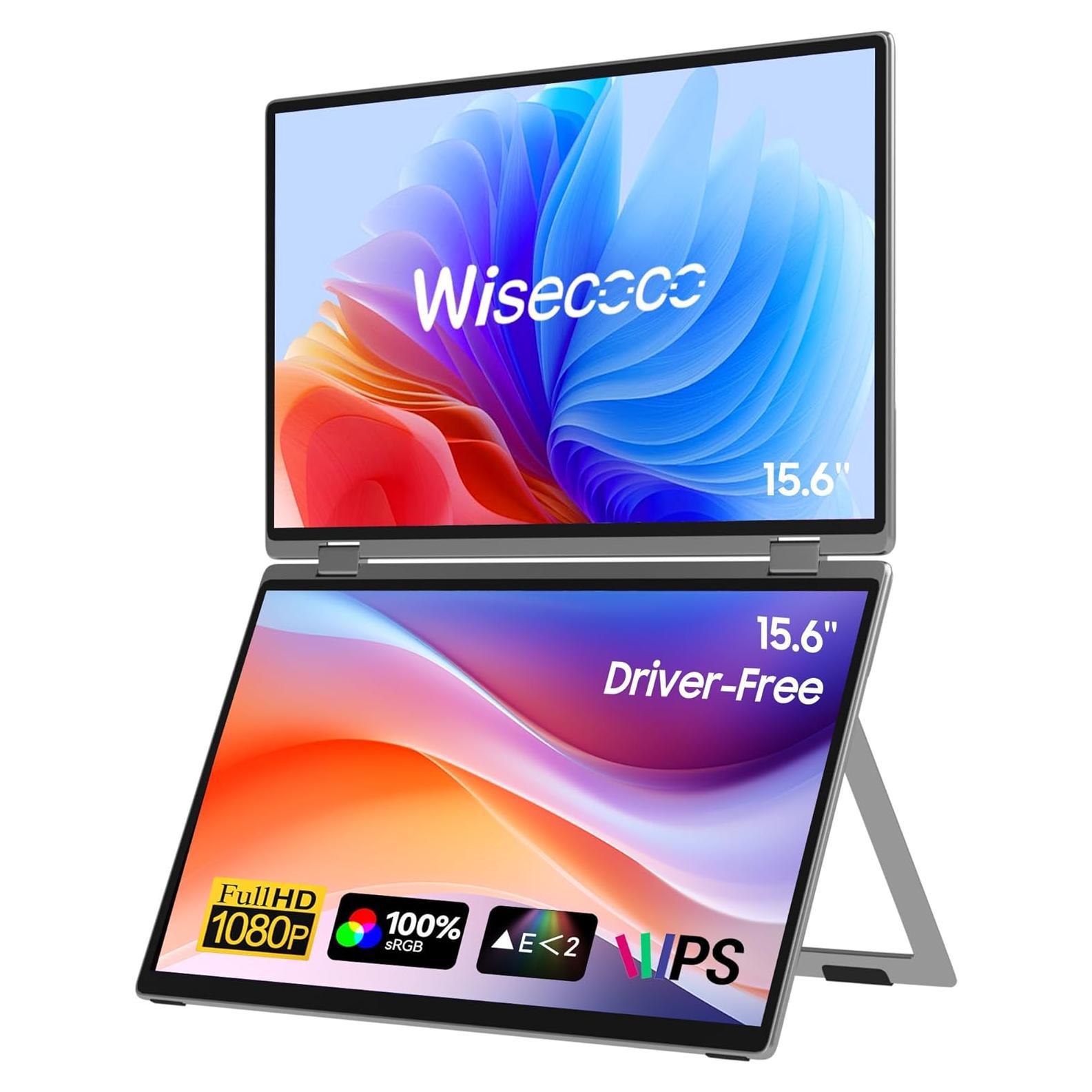 Monitor Doble Plegable 15.6" Wisecoco IPS 1080P HDMI USB-C