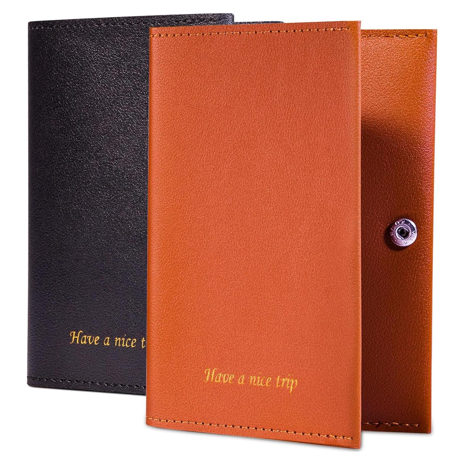 Funda de Pasaporte Unisex FEILOOM Cuero PU Marrón y Negro