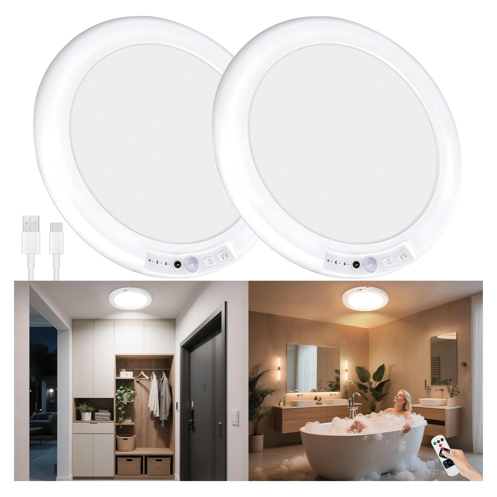 Maylit 2 Paquete Luces de Techo Recargables con Sensor