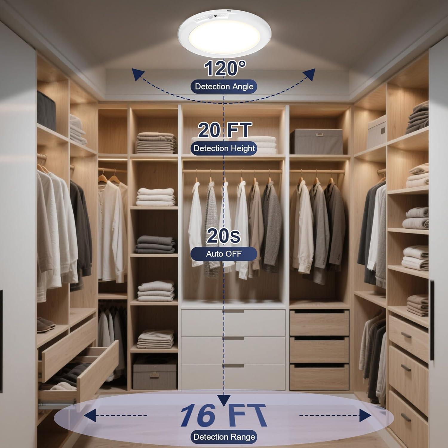 Maylit 2 Paquete Luces de Techo Recargables con Sensor