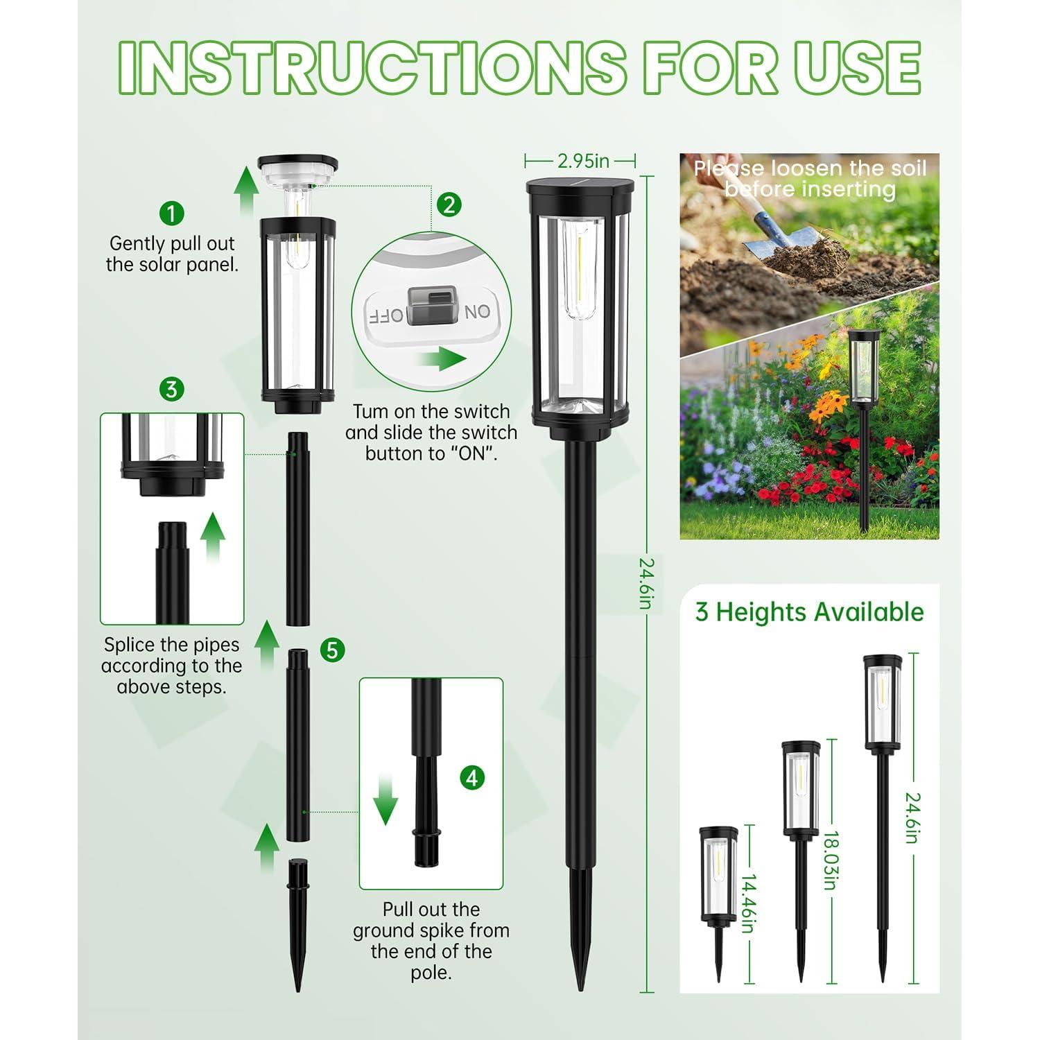 Luces de Camino Solares BITPOTT 2 Paquete IP65 Jardín