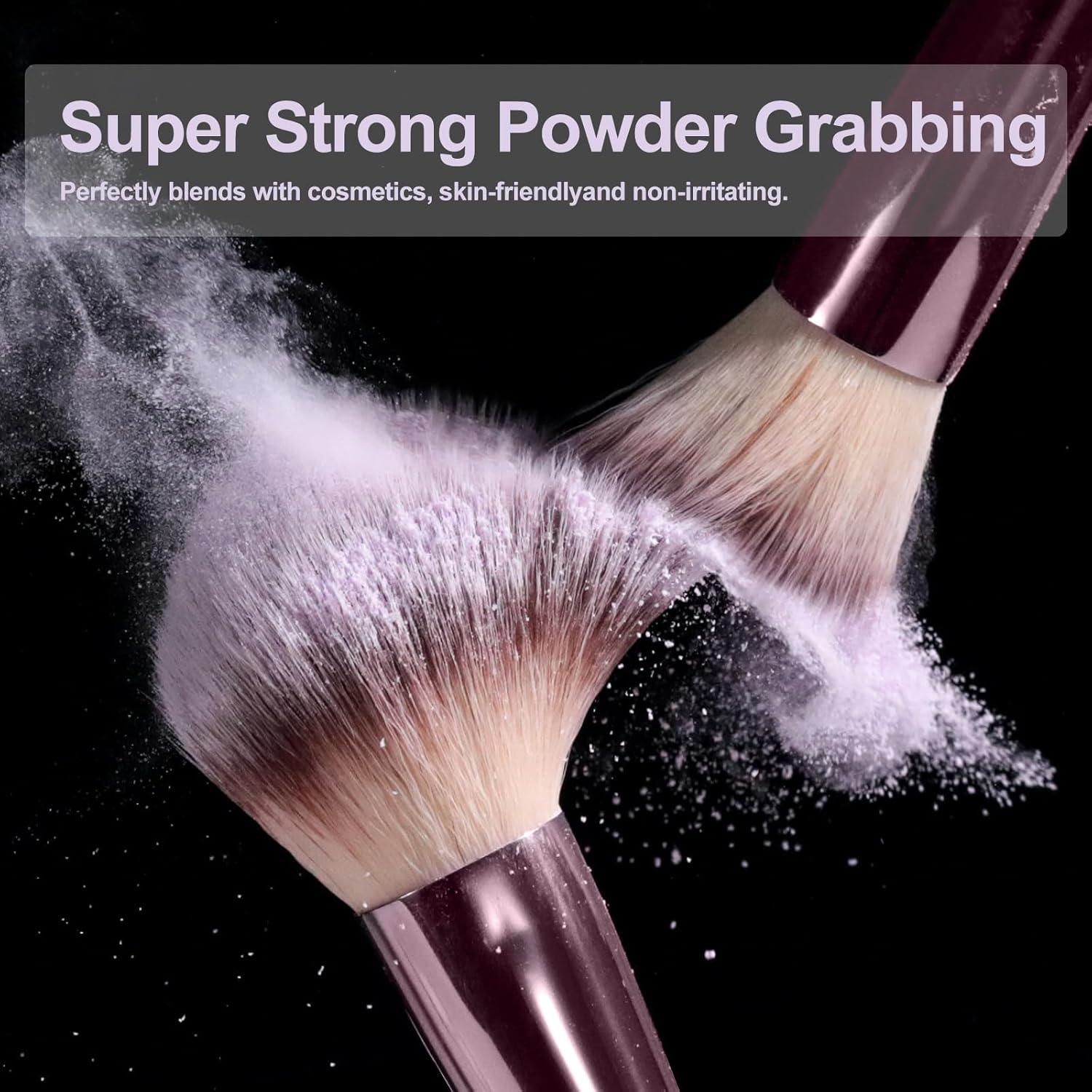 Conjunto de Brochas de Maquillaje BS-MALL 14 Pcs con Espejo LED