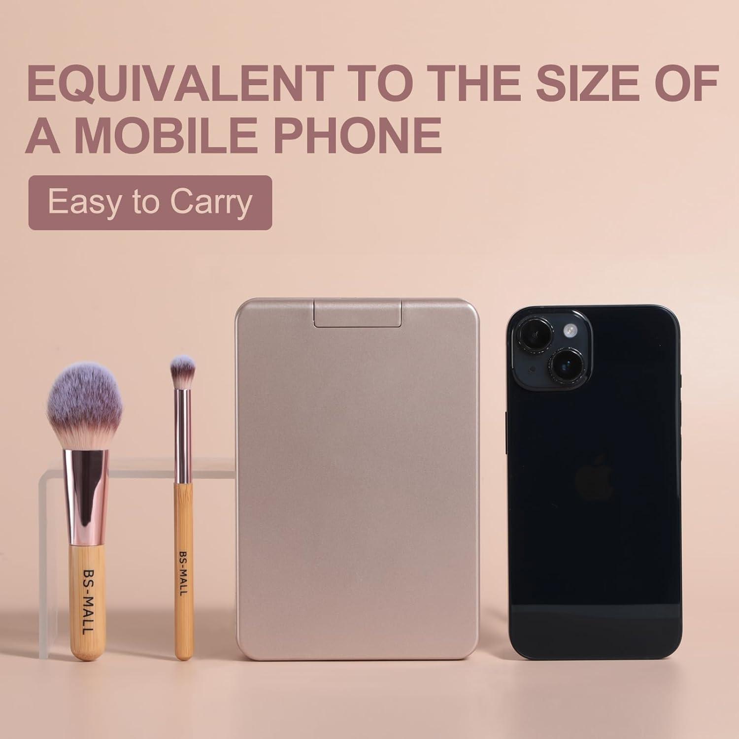 Conjunto de Brochas de Maquillaje BS-MALL 14 Pcs con Espejo LED