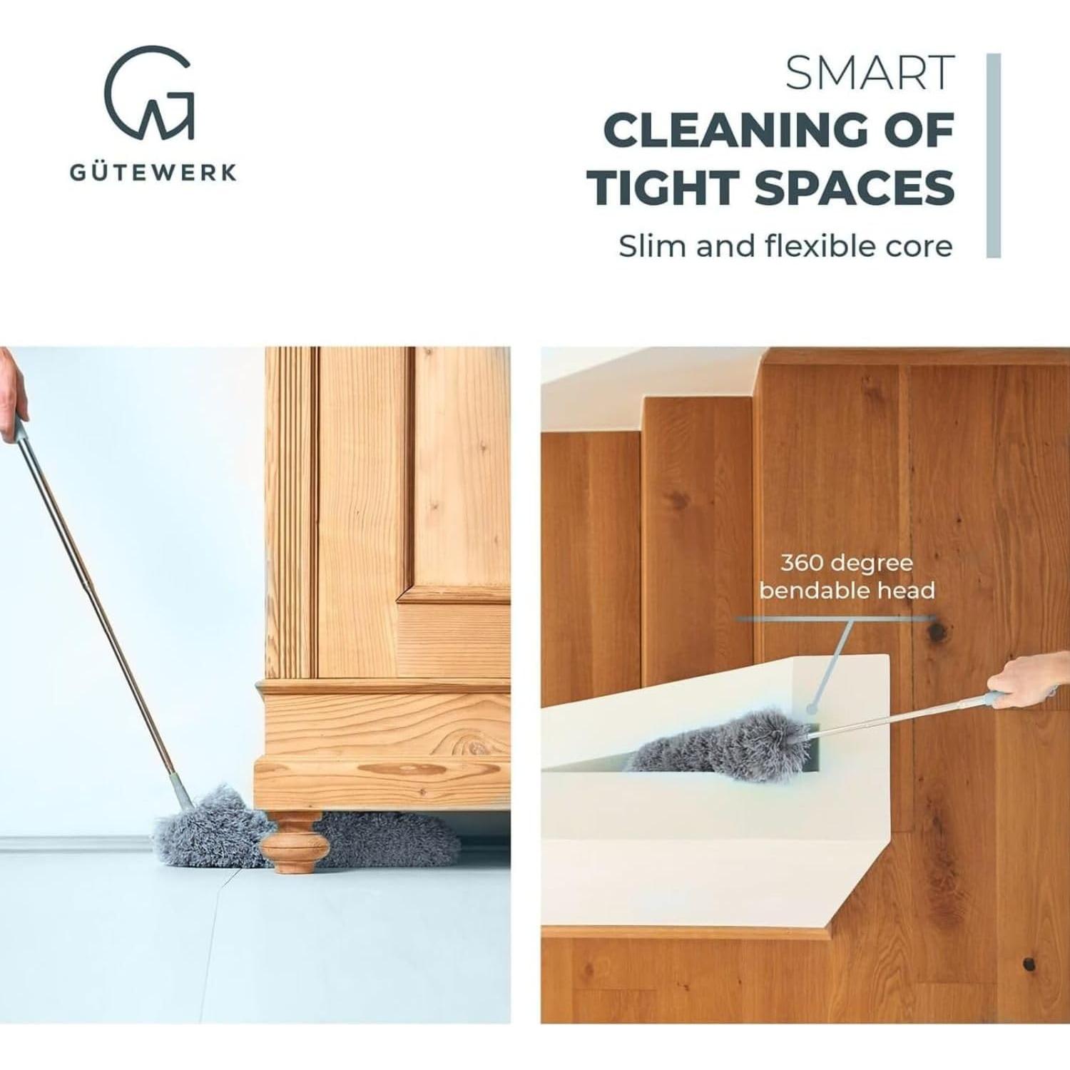 Plumero Extensible GÜTEWERK con Cabezal Flexible y 2 Repuestos