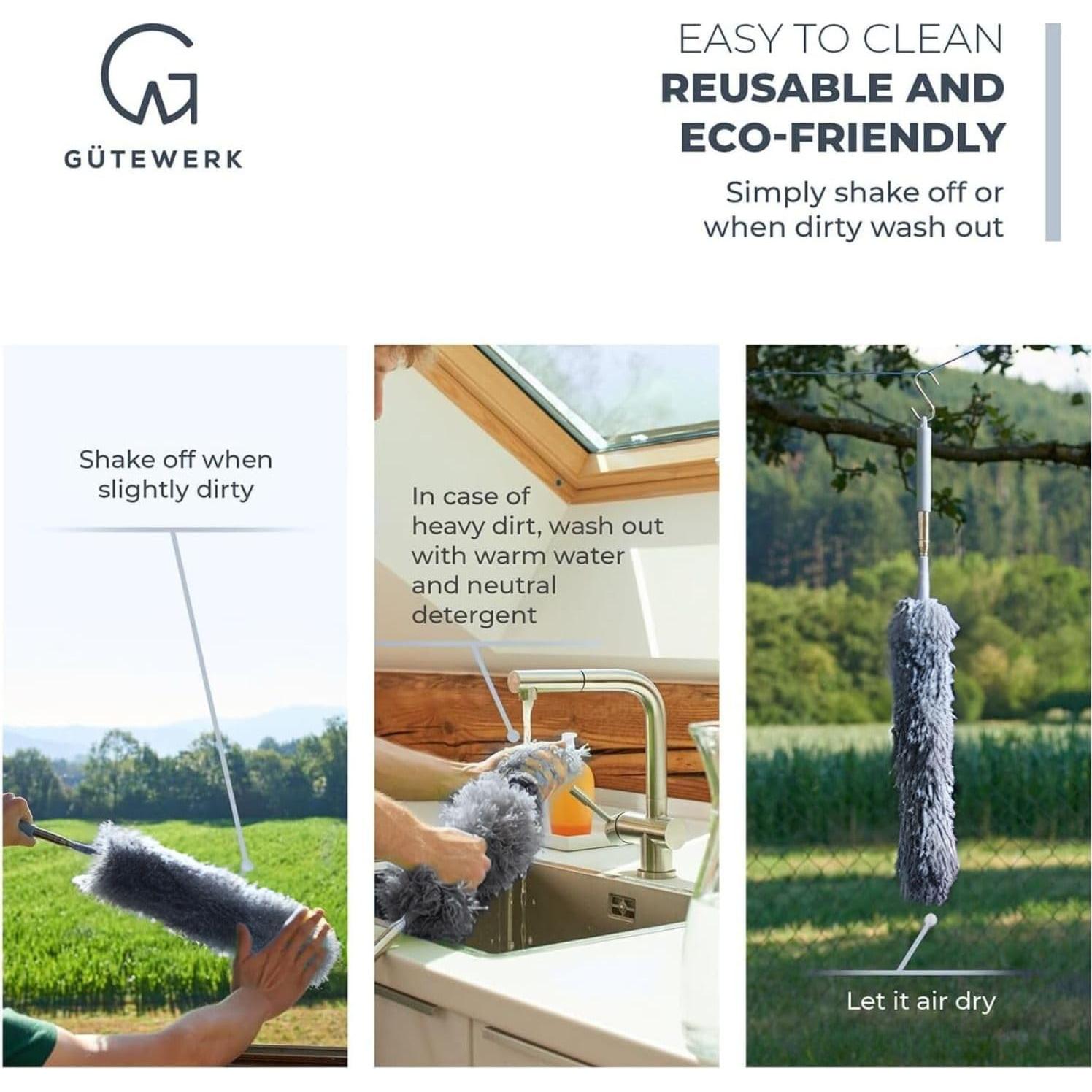 Plumero Extensible GÜTEWERK con Cabezal Flexible y 2 Repuestos