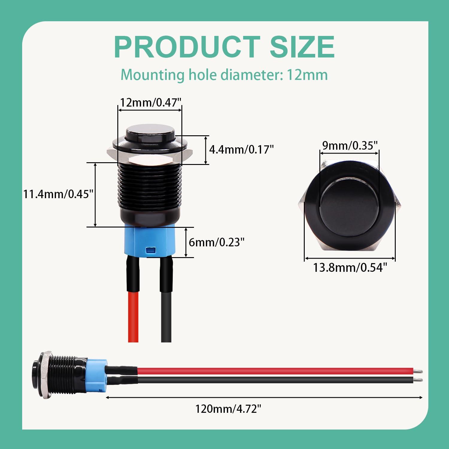 Interruptor Pulsador Mini Twidec 12mm Impermeable 5PCS
