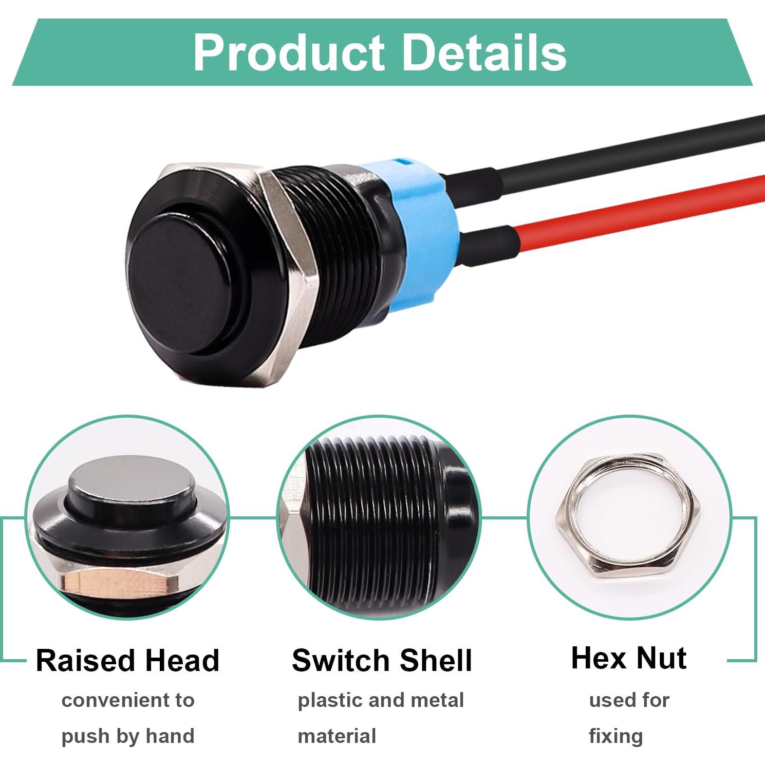 Interruptor Pulsador Mini Twidec 12mm Impermeable 5PCS