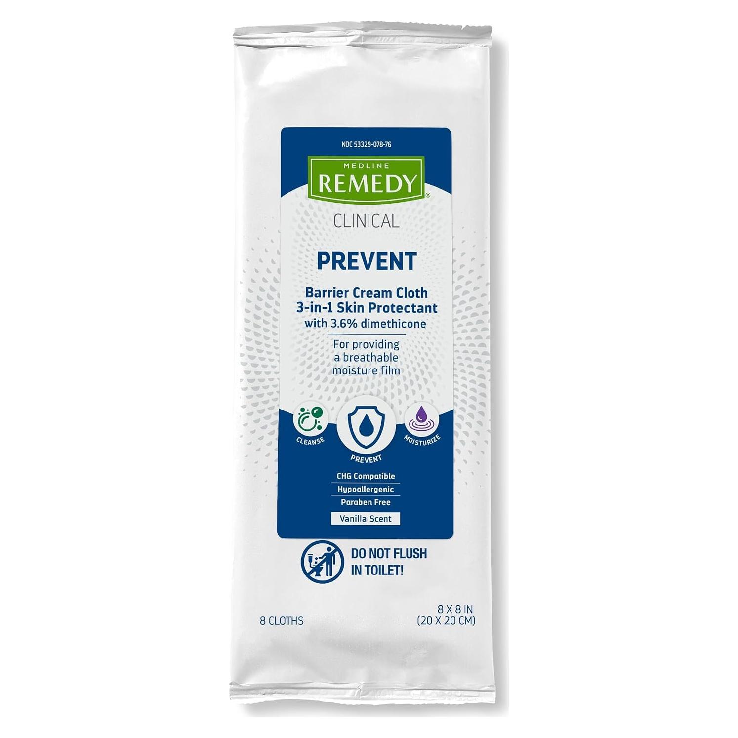 Toallitas Húmedas Medline Remedy 3-en-1 8 Paquetes 20.32 cm