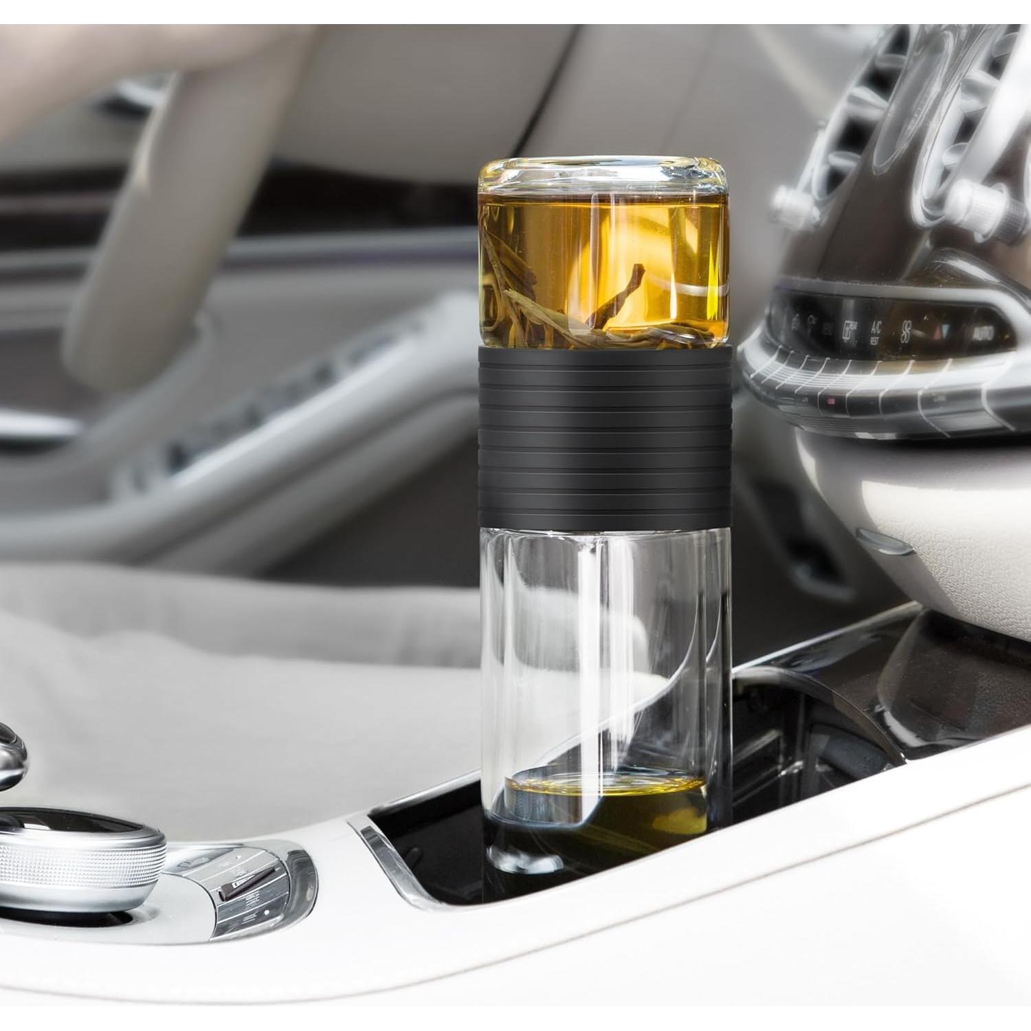 Botella Infusora de Té Ukiyo Sense 248 ml Doble Pared Negra