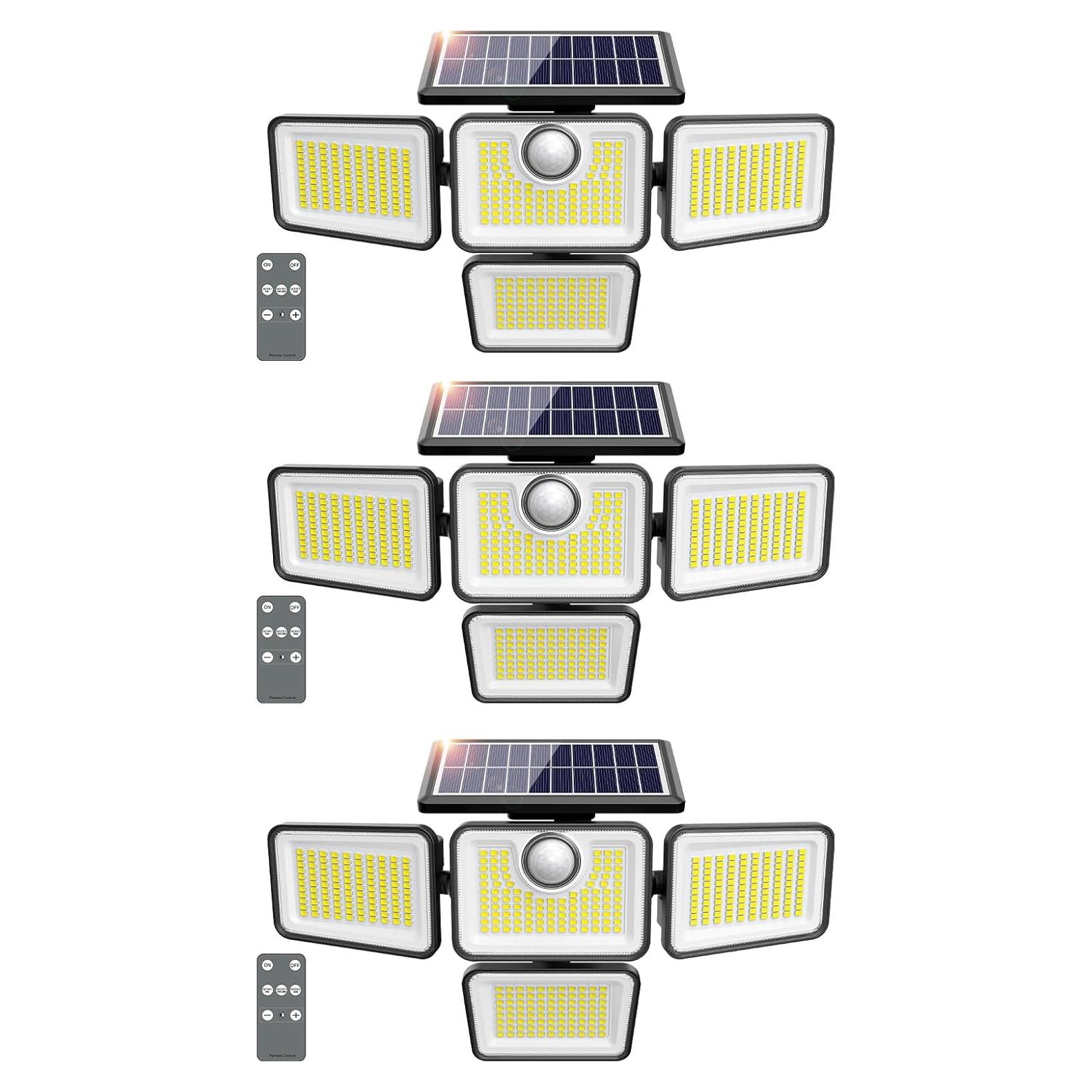Luces Solares Exteriores 4500LM Omibee, 4 Cabezas Ajustables