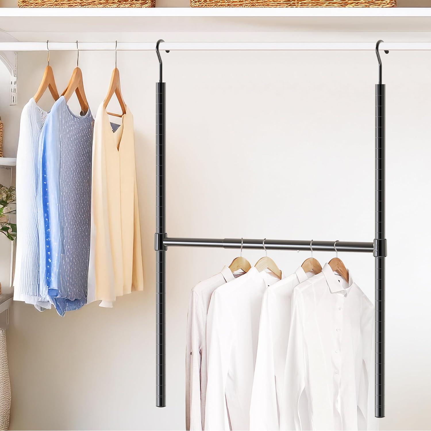 Varilla Colgante Ajustable Simple Houseware, Negro 47.63-77.47 cm