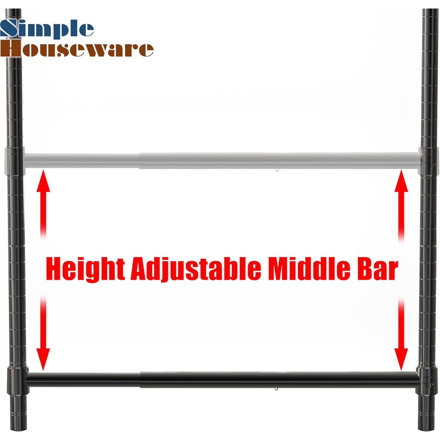 Varilla Colgante Ajustable Simple Houseware, Negro 47.63-77.47 cm