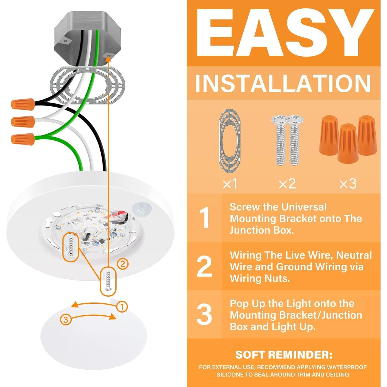 Luz de Techo LED JULLISON 4" con Sensor de Movimiento 10W