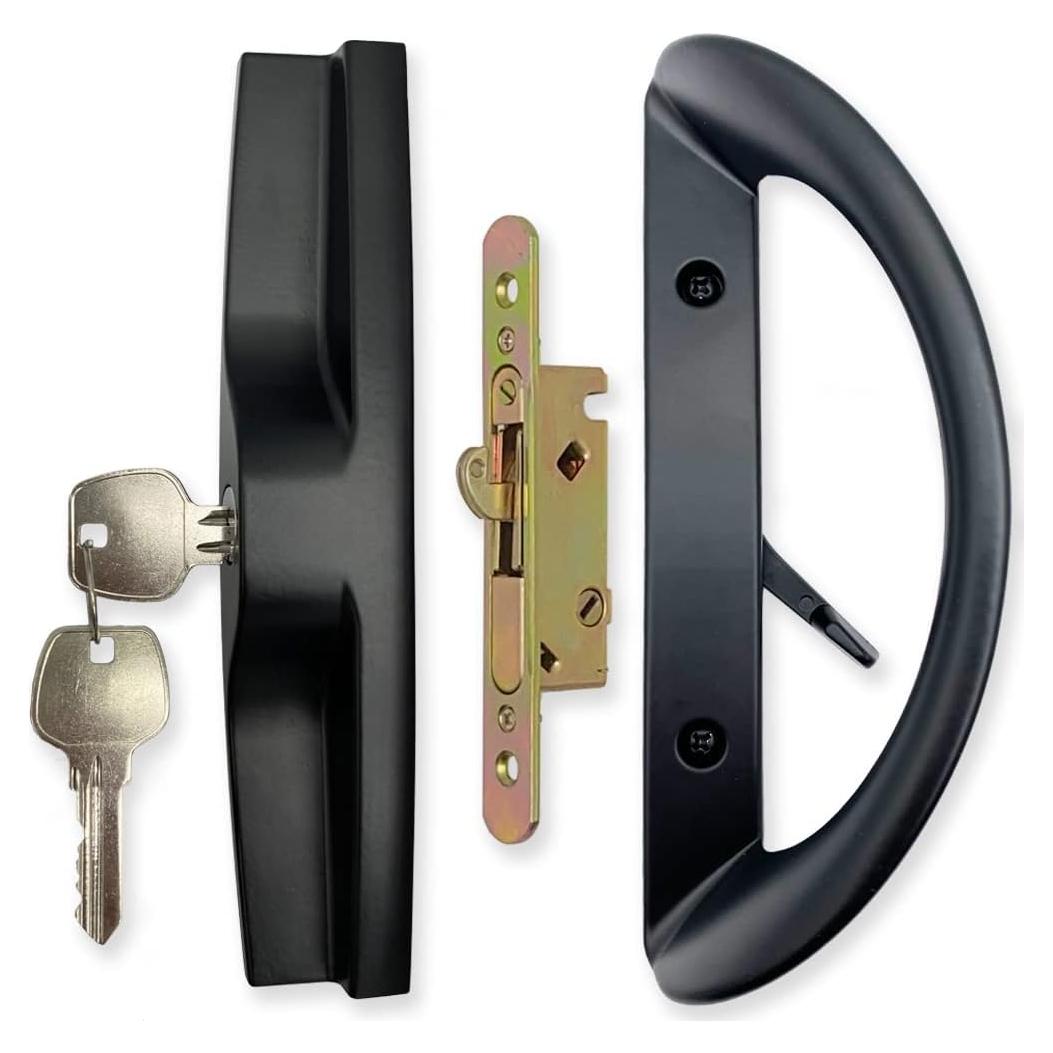 Juego de Manija de Puerta Corredera ALYWASAI con Cerradura Negra