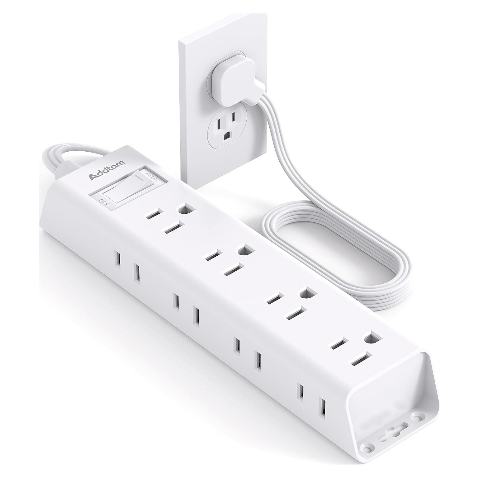 Regleta de Enchufes Addtam 12 Salidas 1 Pie Blanca con Protección