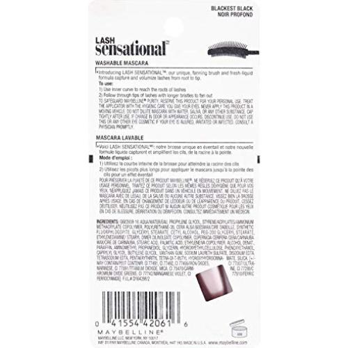 Máscara Lavable Maybelline Lash Sensational, Negro 9g