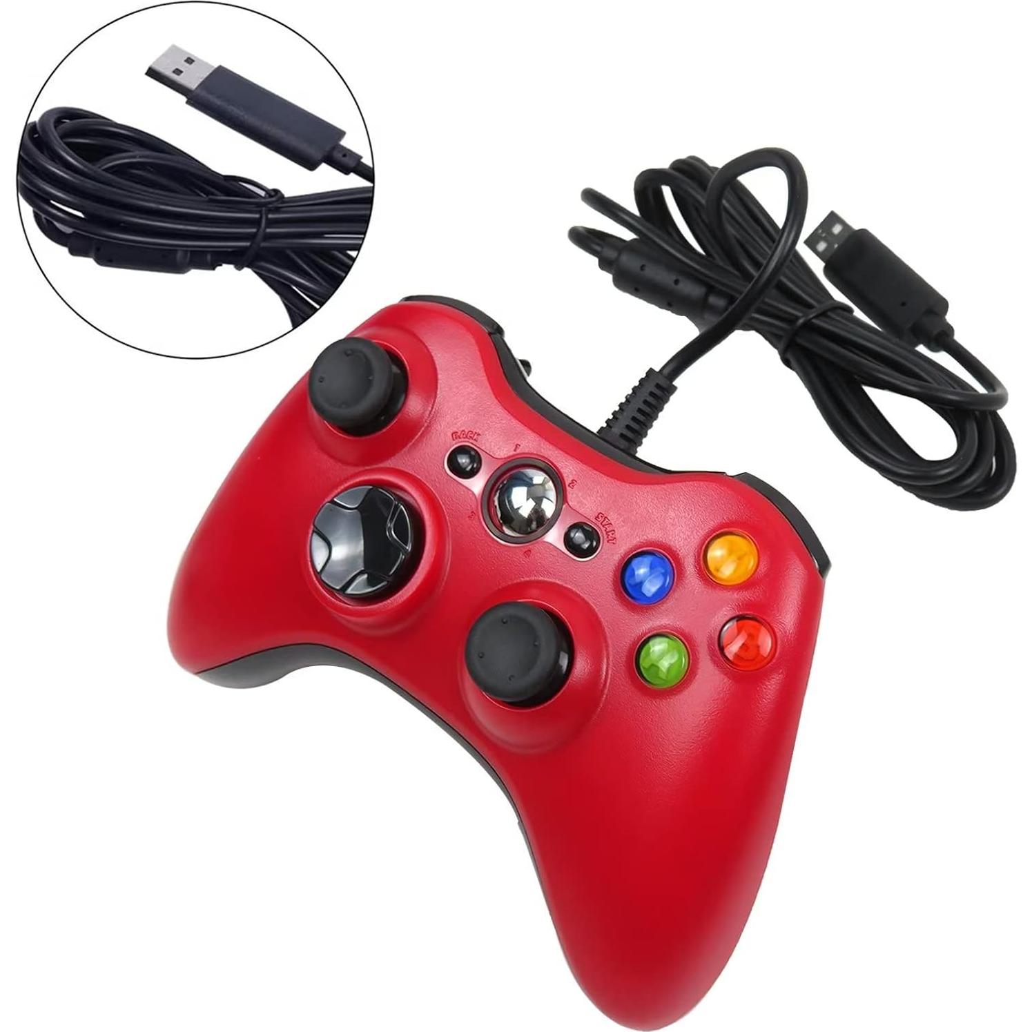 Gamepad USB con Cable USonline911 para Xbox 360 y PC Rojo