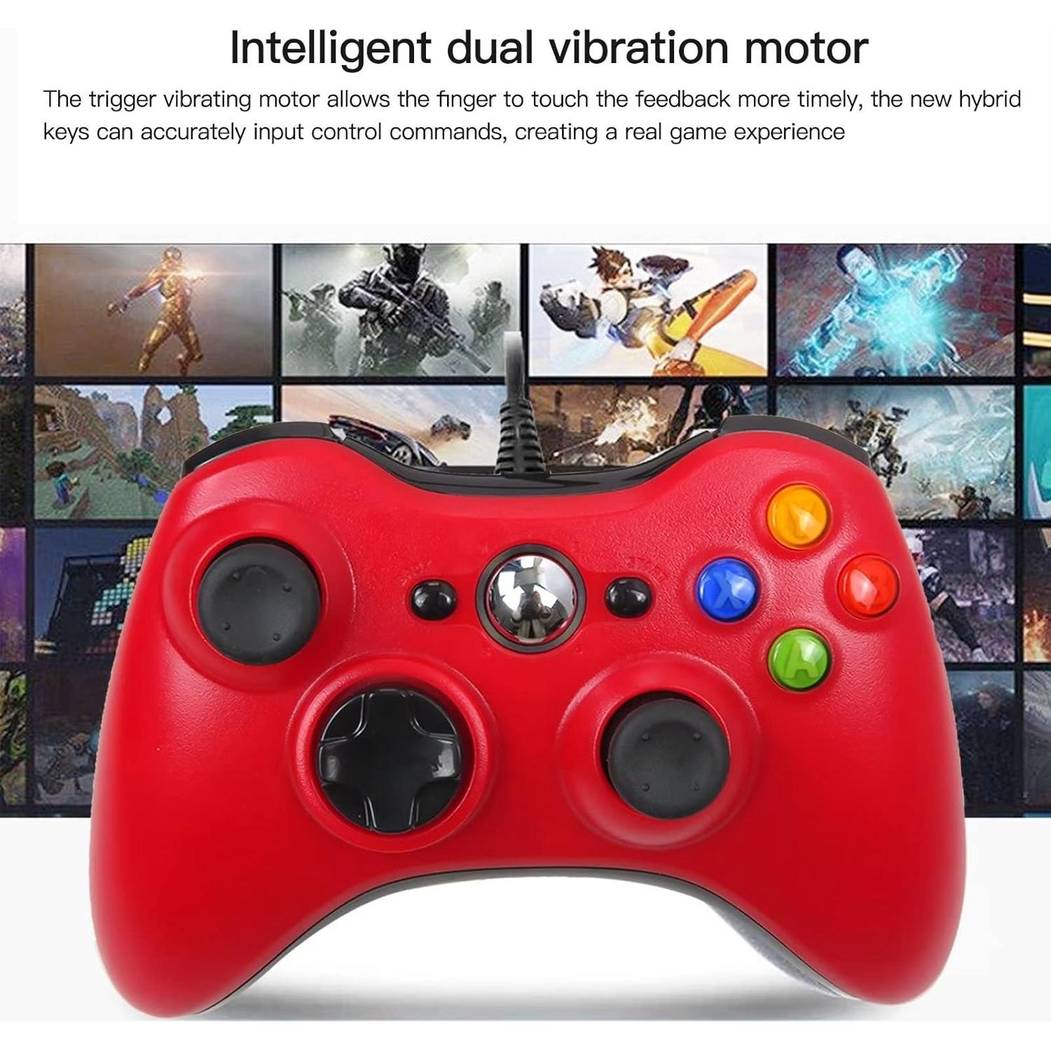 Gamepad USB con Cable USonline911 para Xbox 360 y PC Rojo