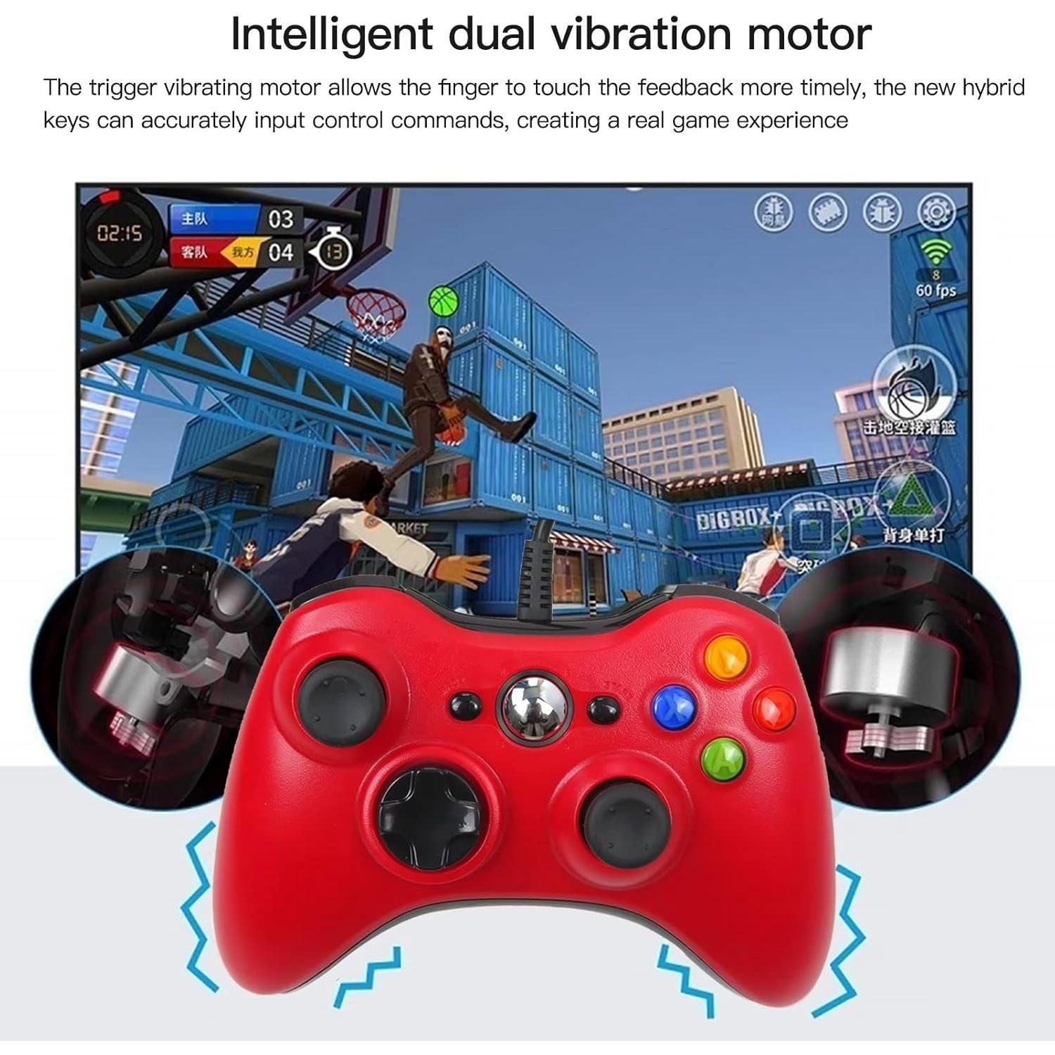 Gamepad USB con Cable USonline911 para Xbox 360 y PC Rojo