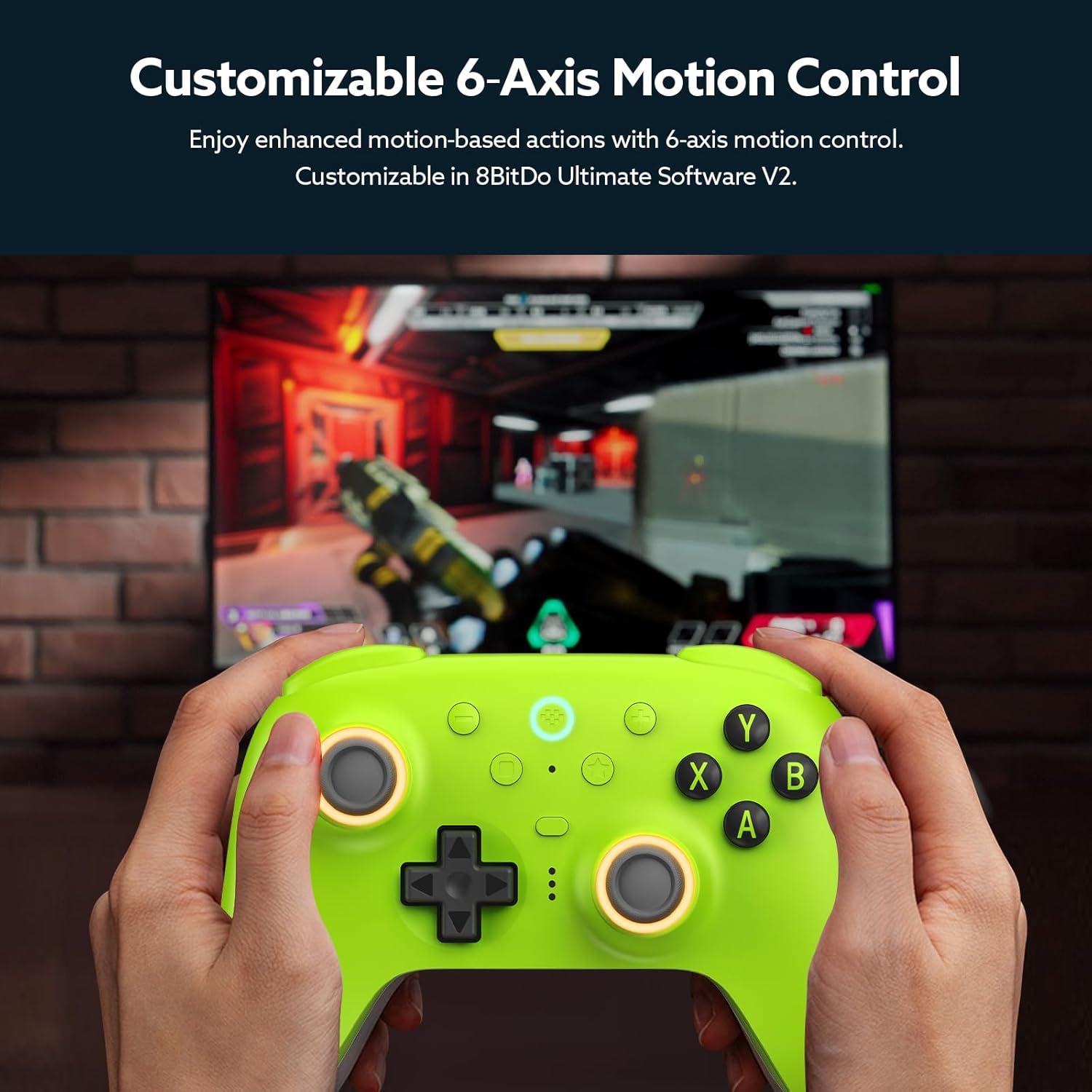 Controlador Inalámbrico 8BitDo Ultimate 2 Verde con Joysticks TMR