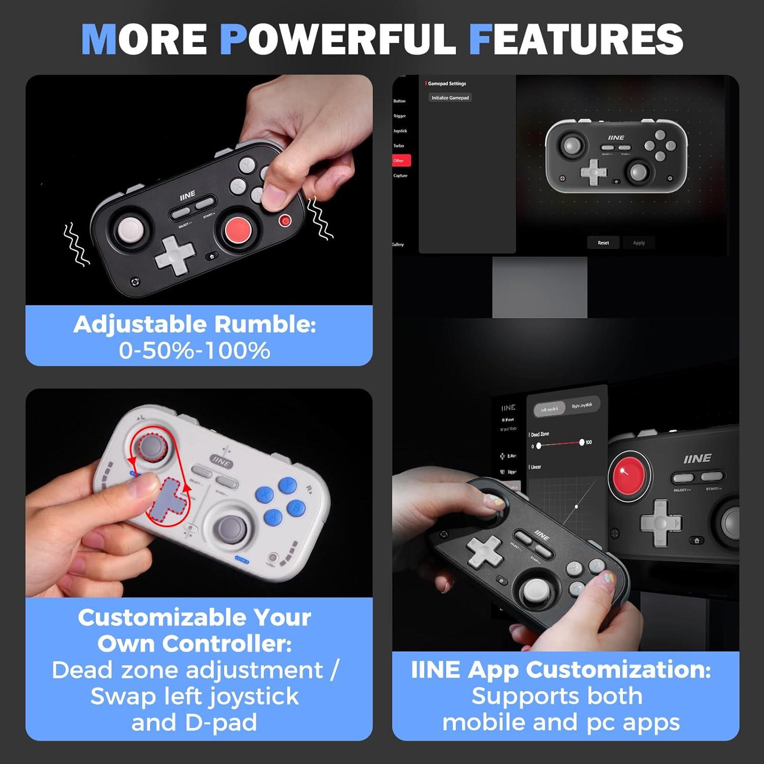 Controlador Inalámbrico Retro IINE - Gamepad Compacto Negro