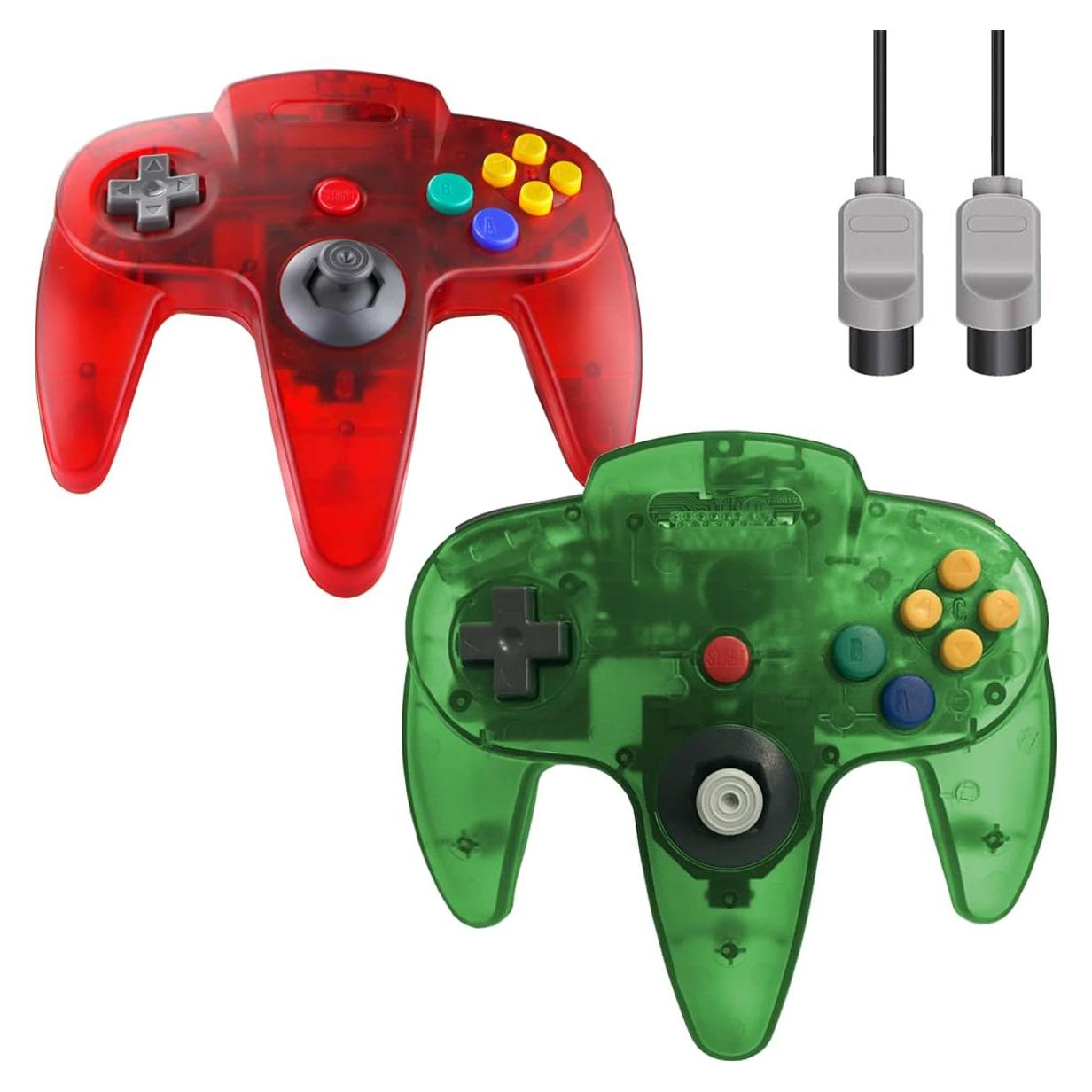 Controlador N64 ZeroStory Con Cable Rojo y Verde Transparente