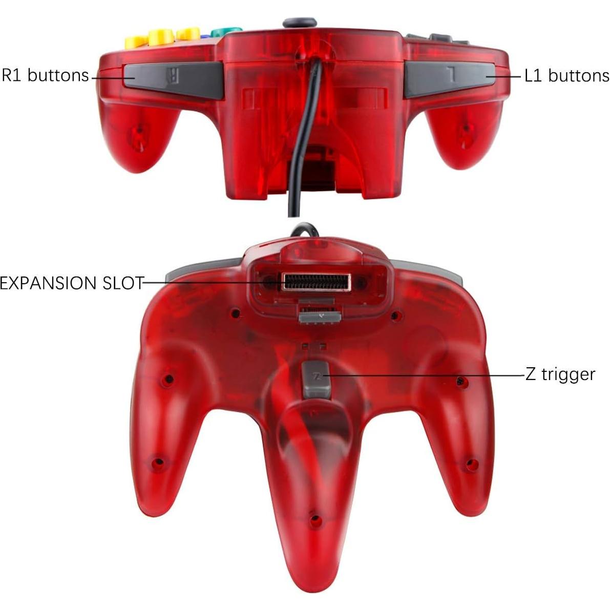 Controlador N64 ZeroStory Con Cable Rojo y Verde Transparente
