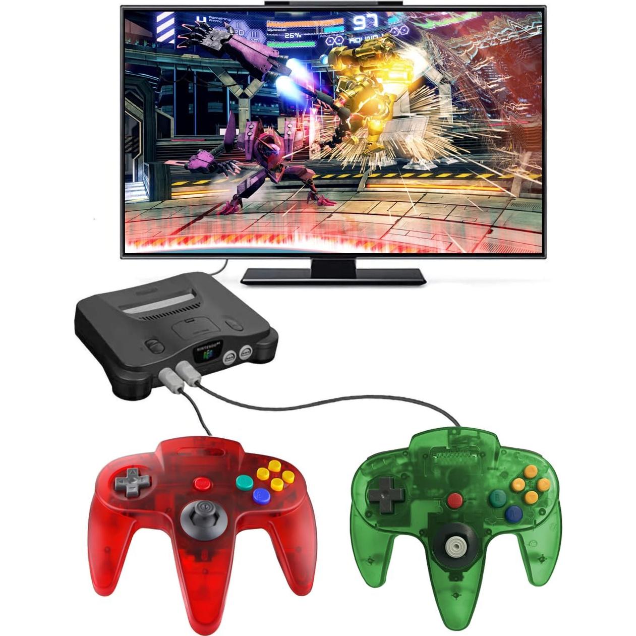 Controlador N64 ZeroStory Con Cable Rojo y Verde Transparente
