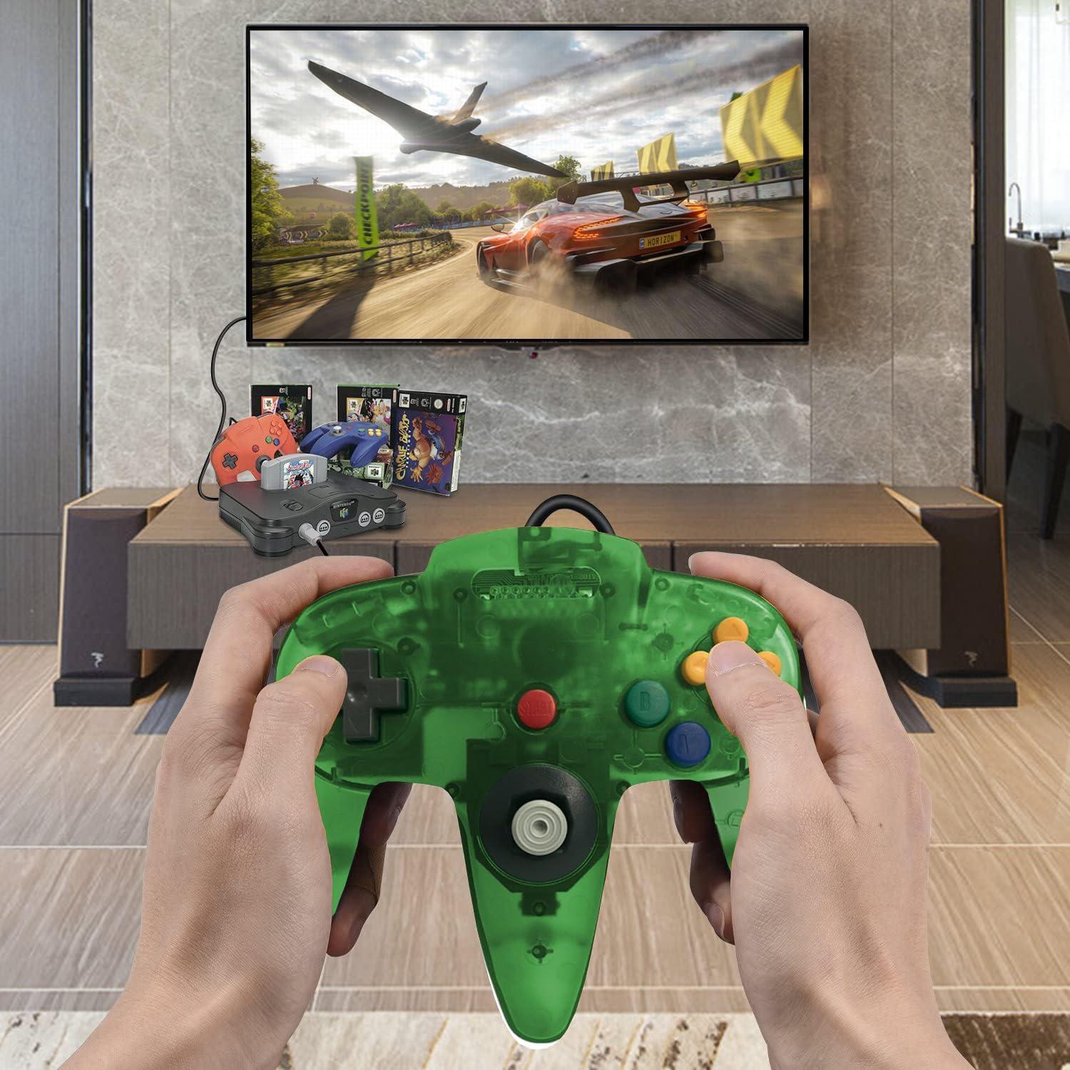 Controlador N64 ZeroStory Con Cable Rojo y Verde Transparente