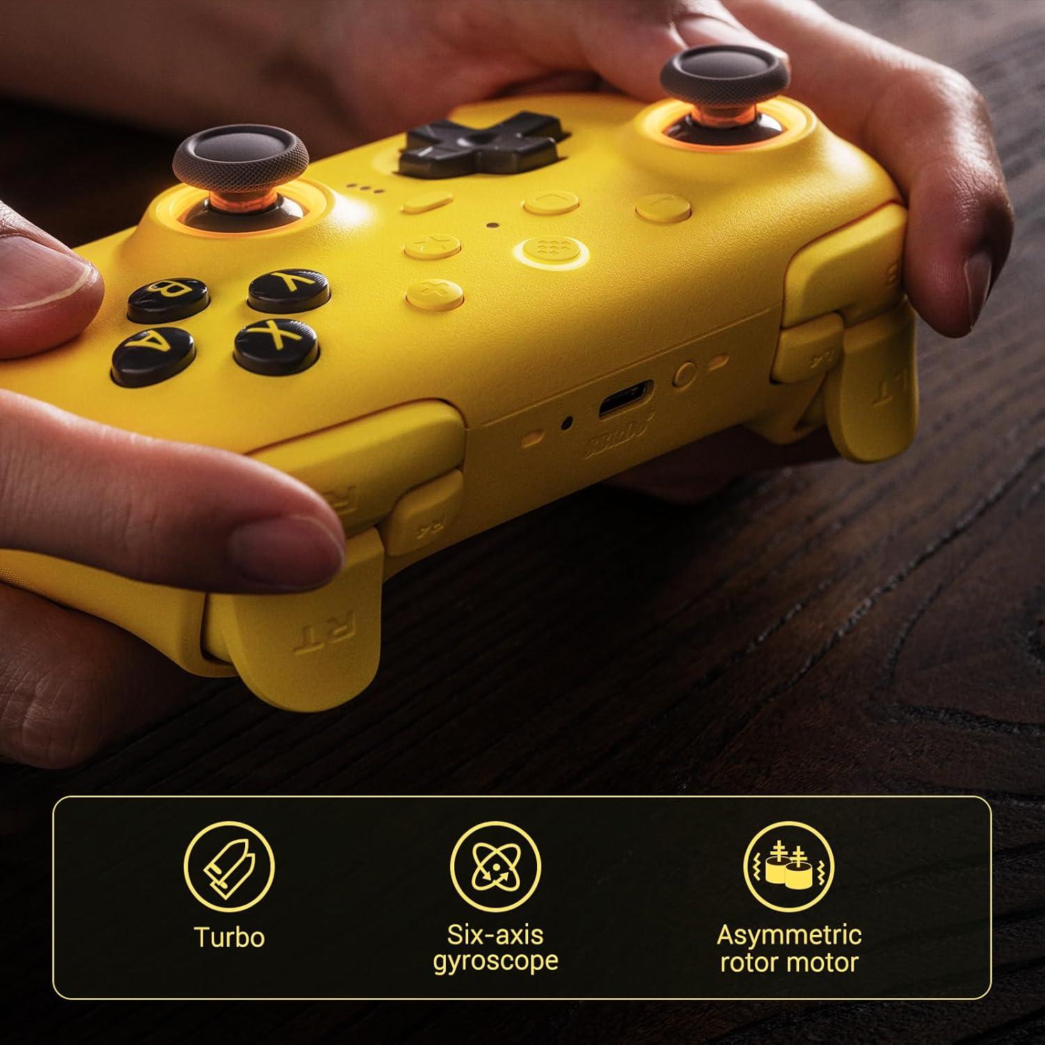 Controlador Bluetooth 8BitDo Ultimate 2 para Switch y PC Amarillo