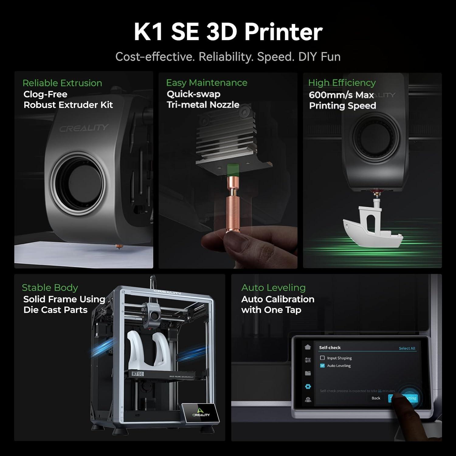 Impresora 3D Creality K1 SE, 600mm/s, Calibración Automática