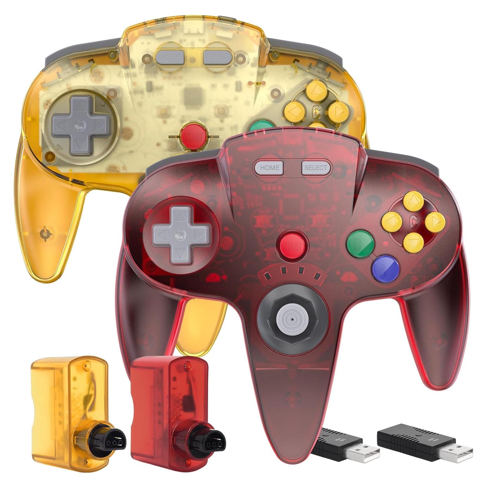 Controladores Inalámbricos N64 SAFFUN para Switch y PC - Rojo/Amarillo