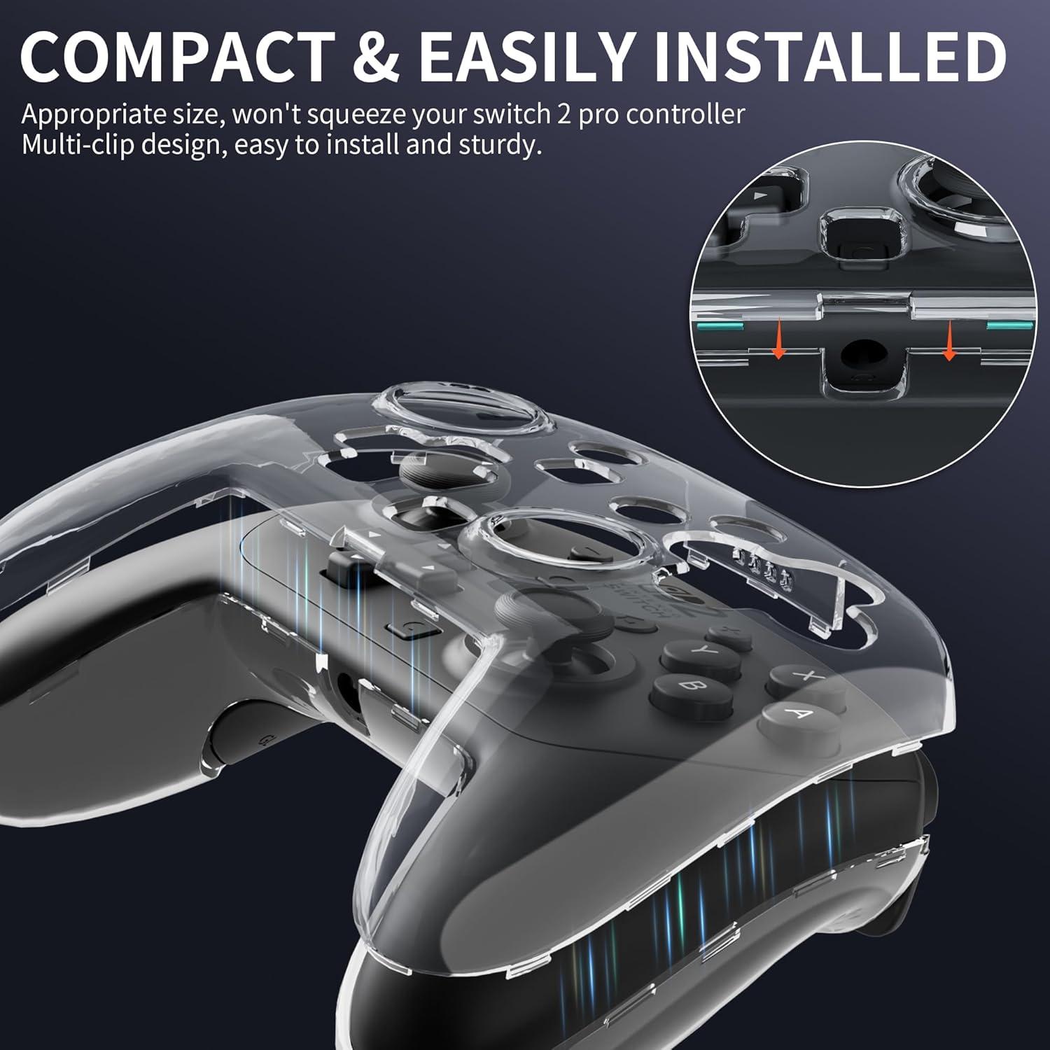 Funda Dura Transparente GLDRAM para Controlador Nintendo Switch 2 Pro