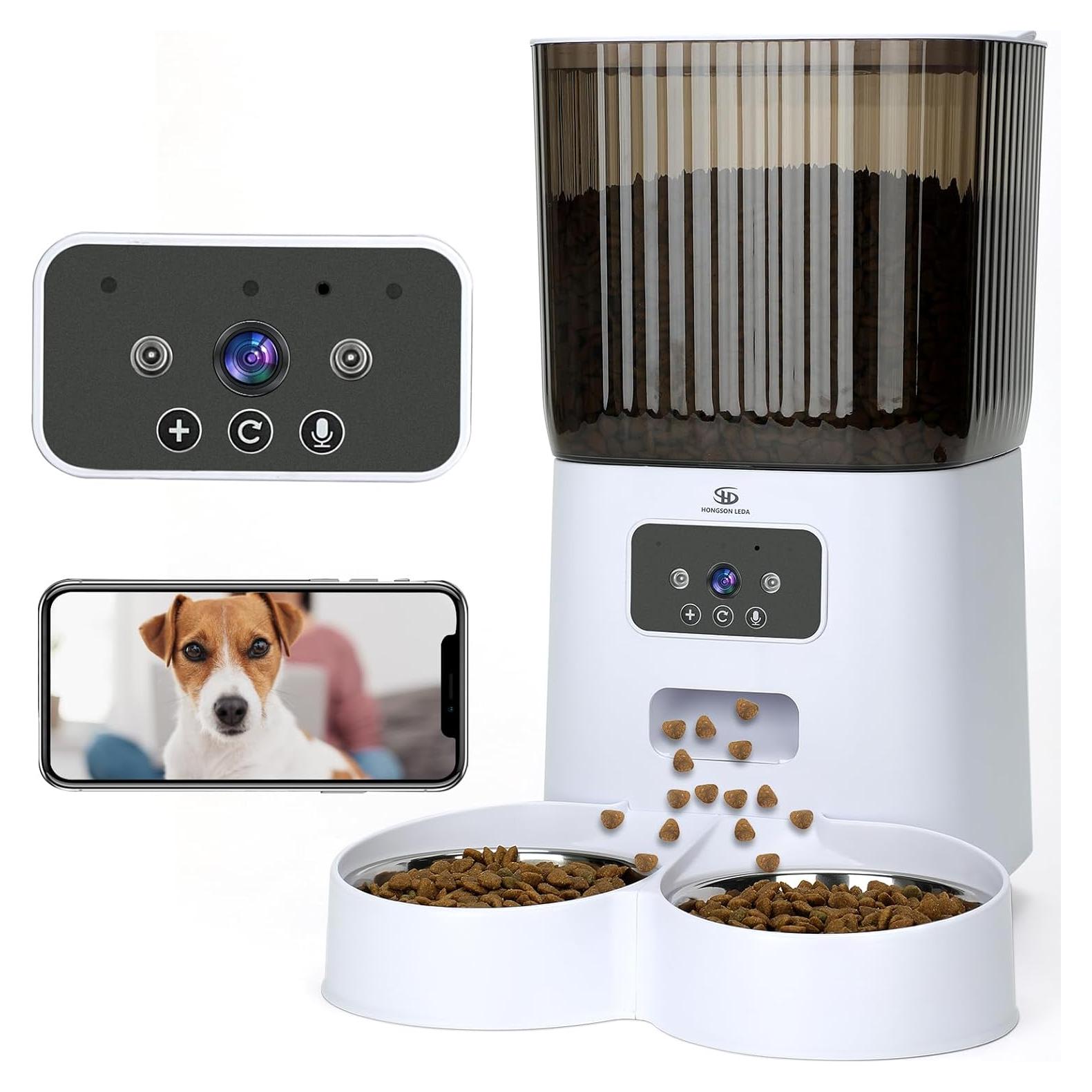 Comedero Automático Doble HONGSON LEDA 5L 1080P HD para Gatos