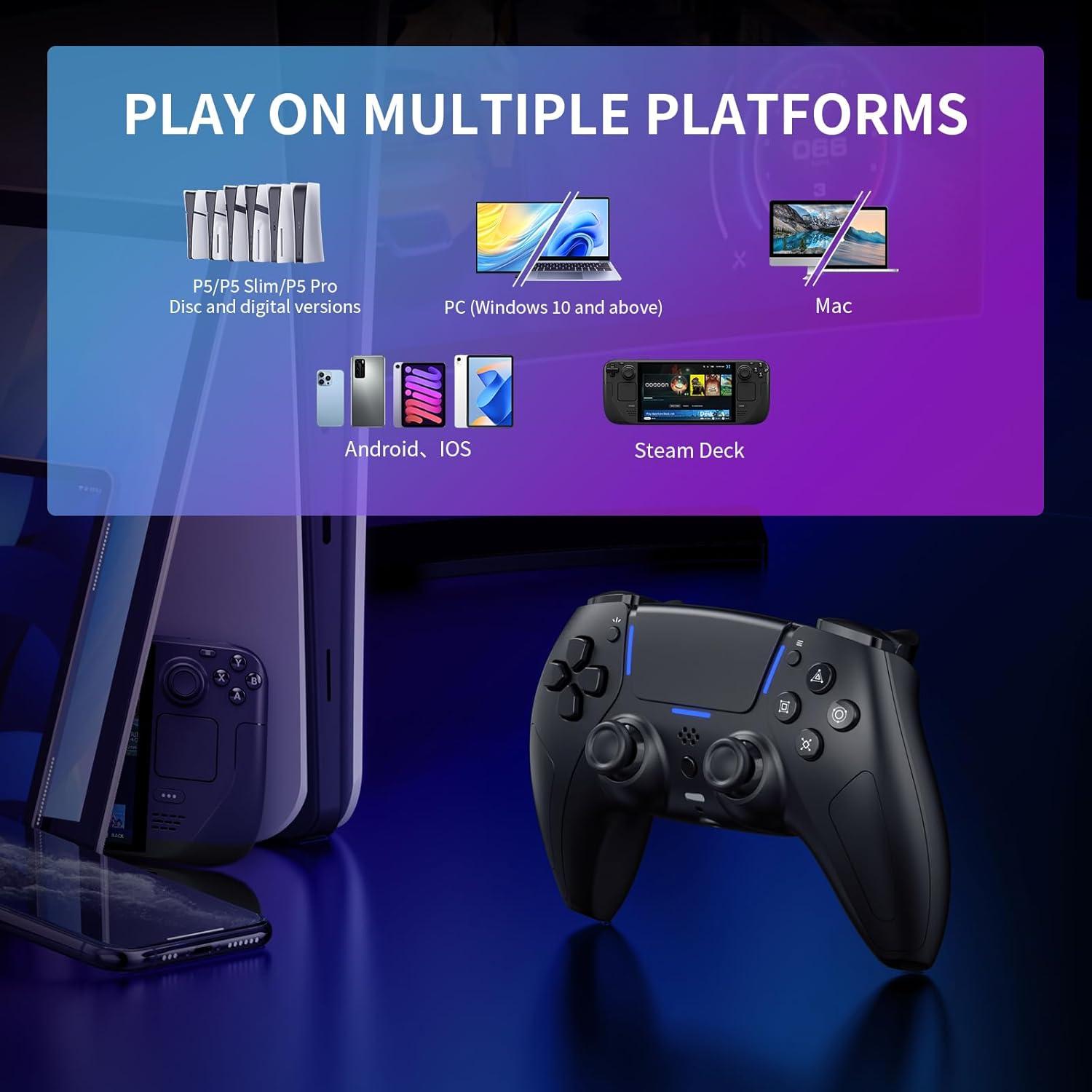 Controlador Inalámbrico JDDWIN para PS5/PC/Steam Deck - Negro