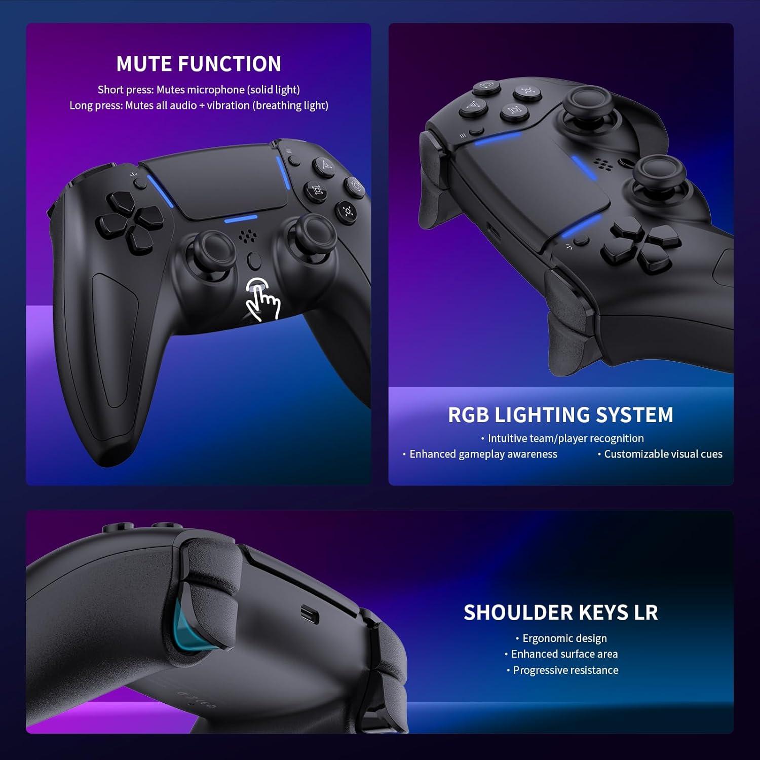 Controlador Inalámbrico JDDWIN para PS5/PC/Steam Deck - Negro