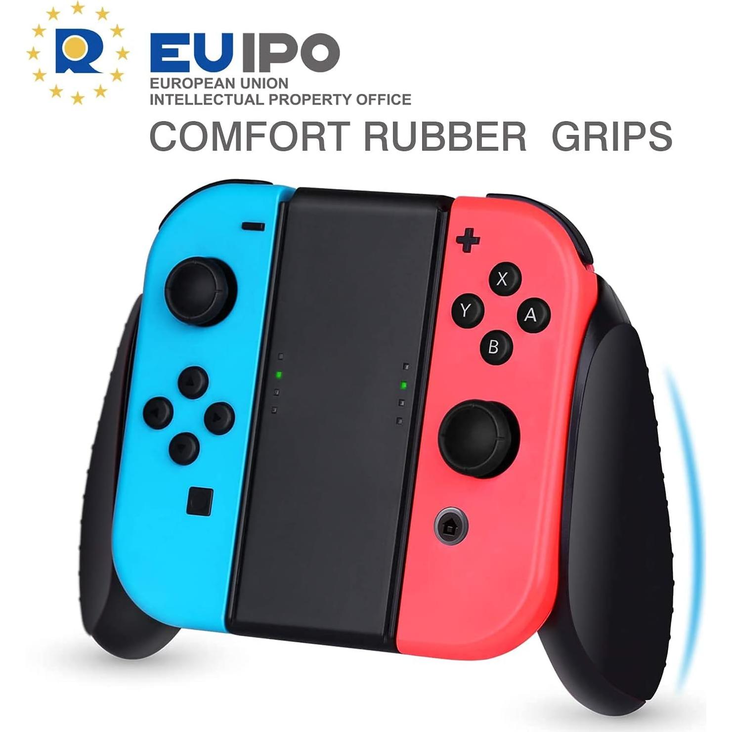 Agarraderas para Joy-Con Nintendo Switch HEYSTOP 3 en 1 Negro