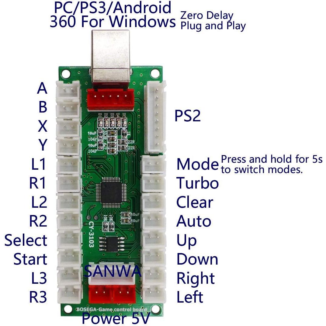 Codificador USB de Arcade SJ@JX para PC y PS3, Sin Retardo