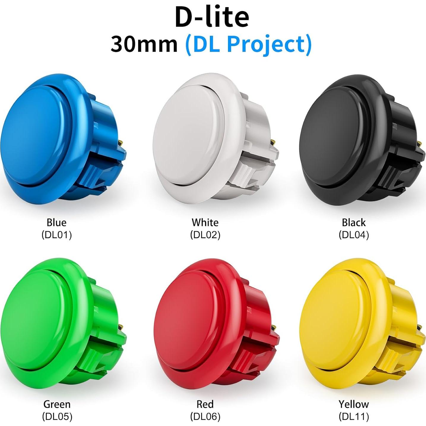 Botones de Arcade QANBA D-lite 30mm Azul Snap-In 24 Pcs