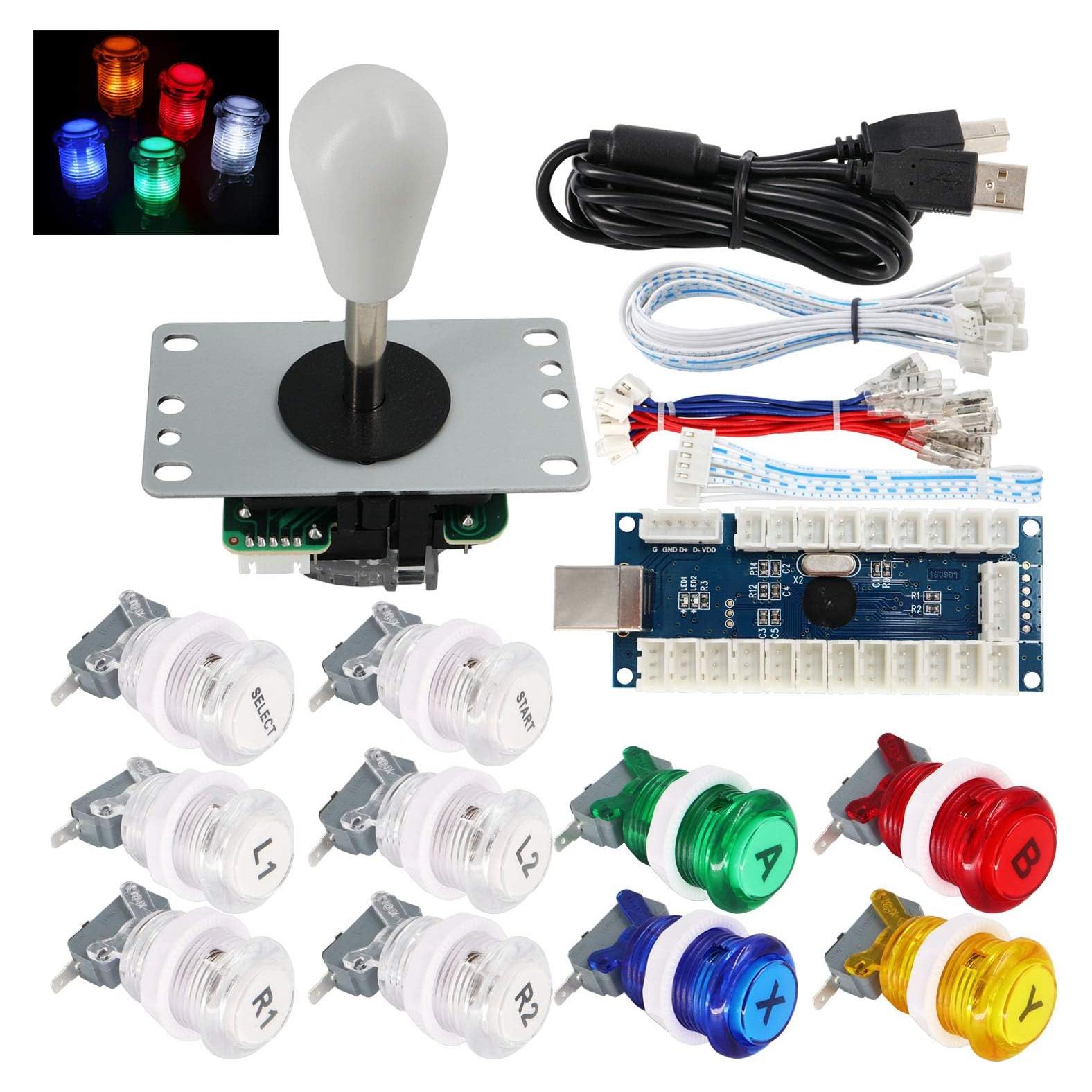 Kit de Botones de Juego Arcade SJ@JX con Joystick LED USB
