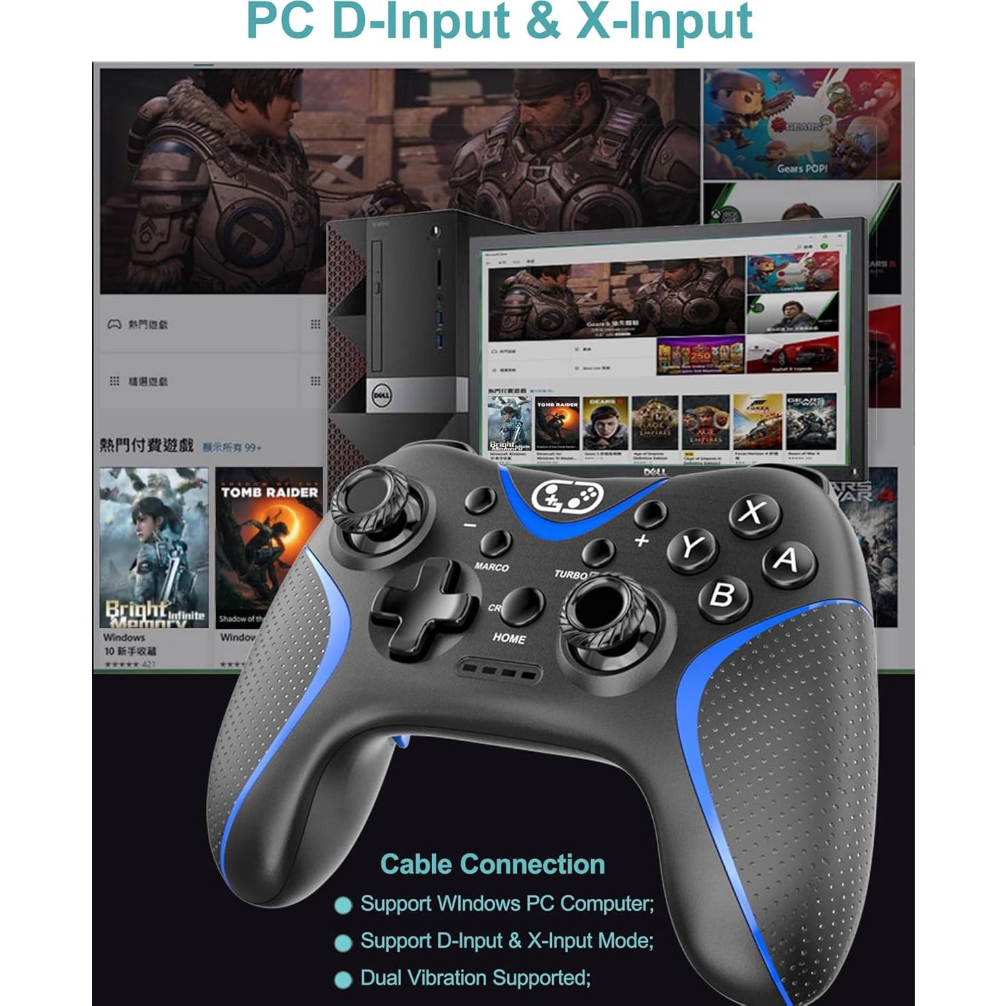 Controlador Inalámbrico Cehensy Pro para Nintendo Switch - Negro/Azul