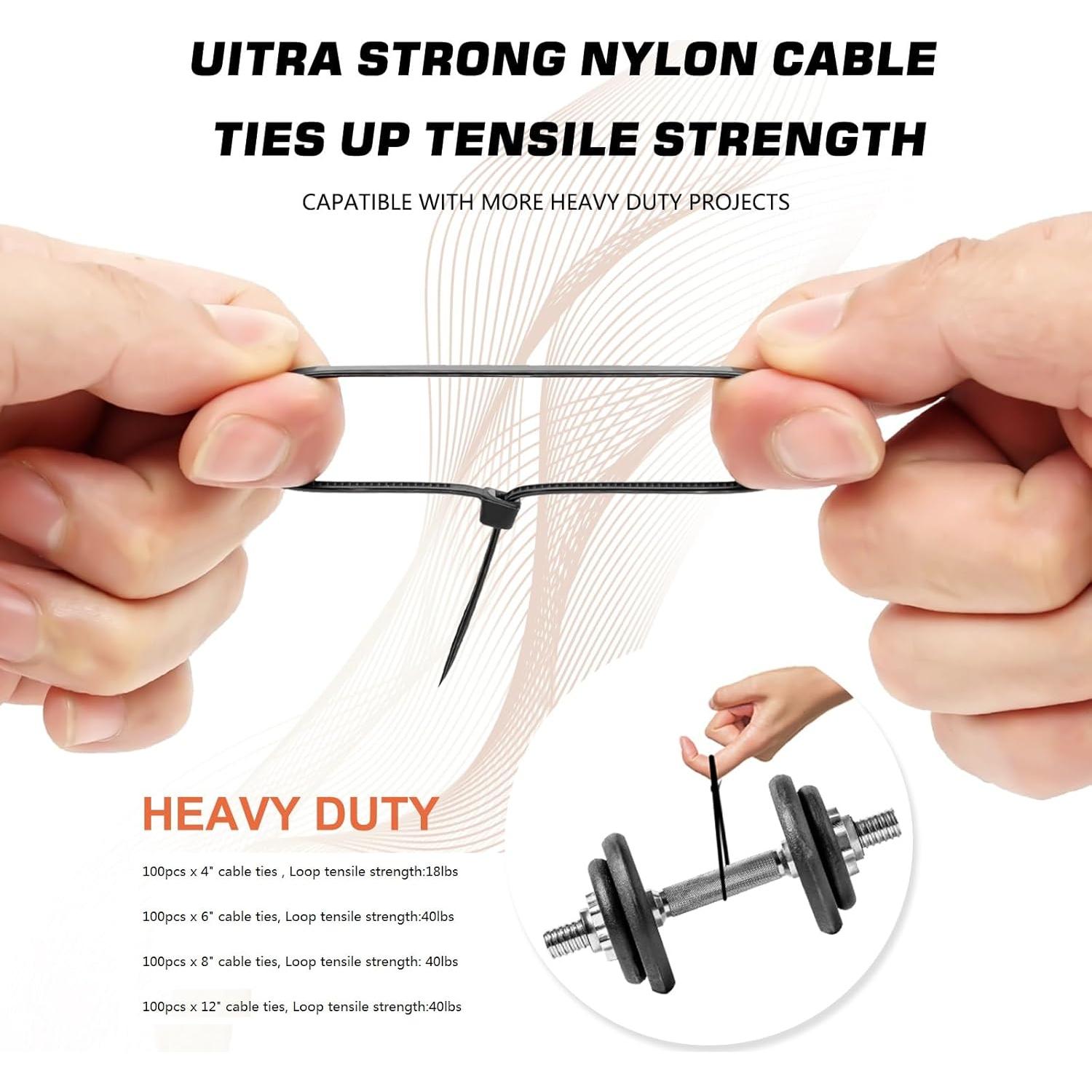 Ataduras de Cables HAVE ME TD 400 Piezas Nylon Negro