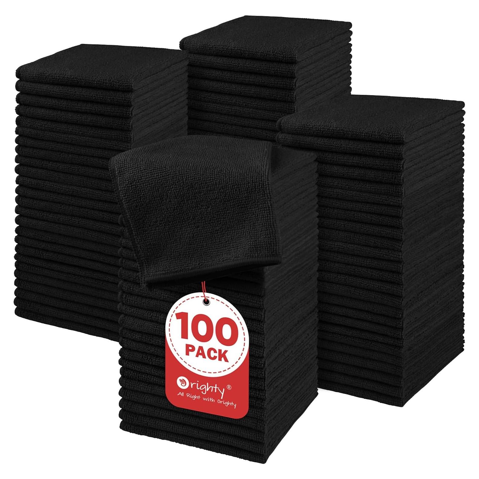 Juego de 100 Toallas de Microfibra Orighty 30x30 cm Negras