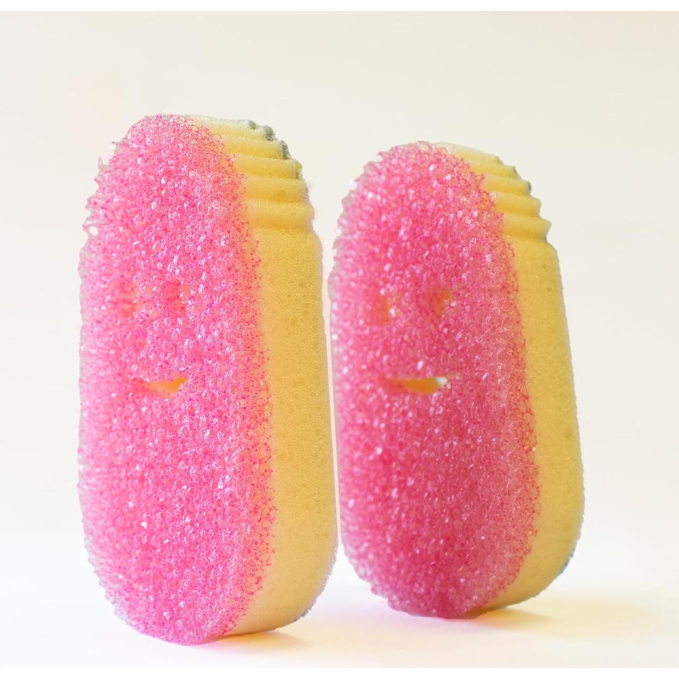 Scrub Daddy Dish Wand Scrubbing Brush Replacement Heads, Soap Dispensing Brushes, Texture Changing Washing Up Sponges, Detachable Dish Daddy Head Sponge Refills, Pink 2 Pack